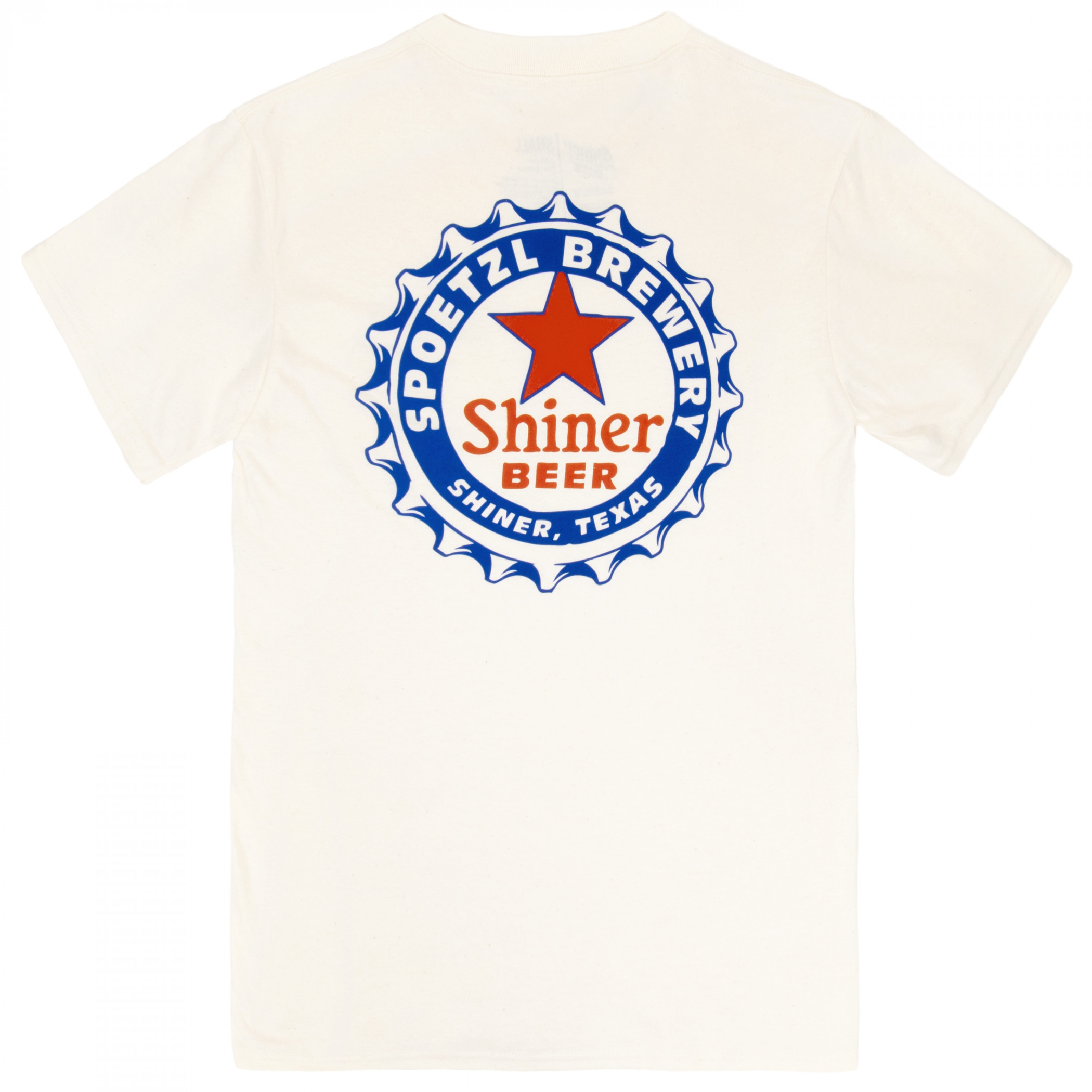 Shiner Bock Bottle Cap Design on Sand Front & Back Print T-Shirt
