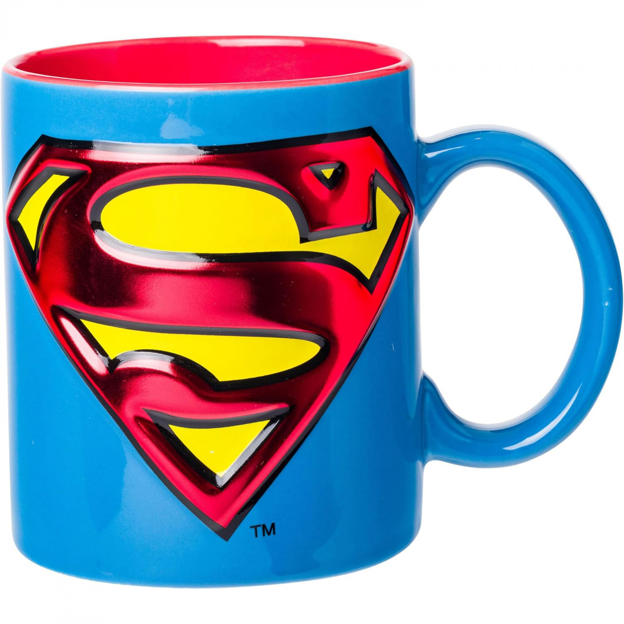 Superman Logo Embossed Foil 20oz Ceramic Camper Mug, Blue