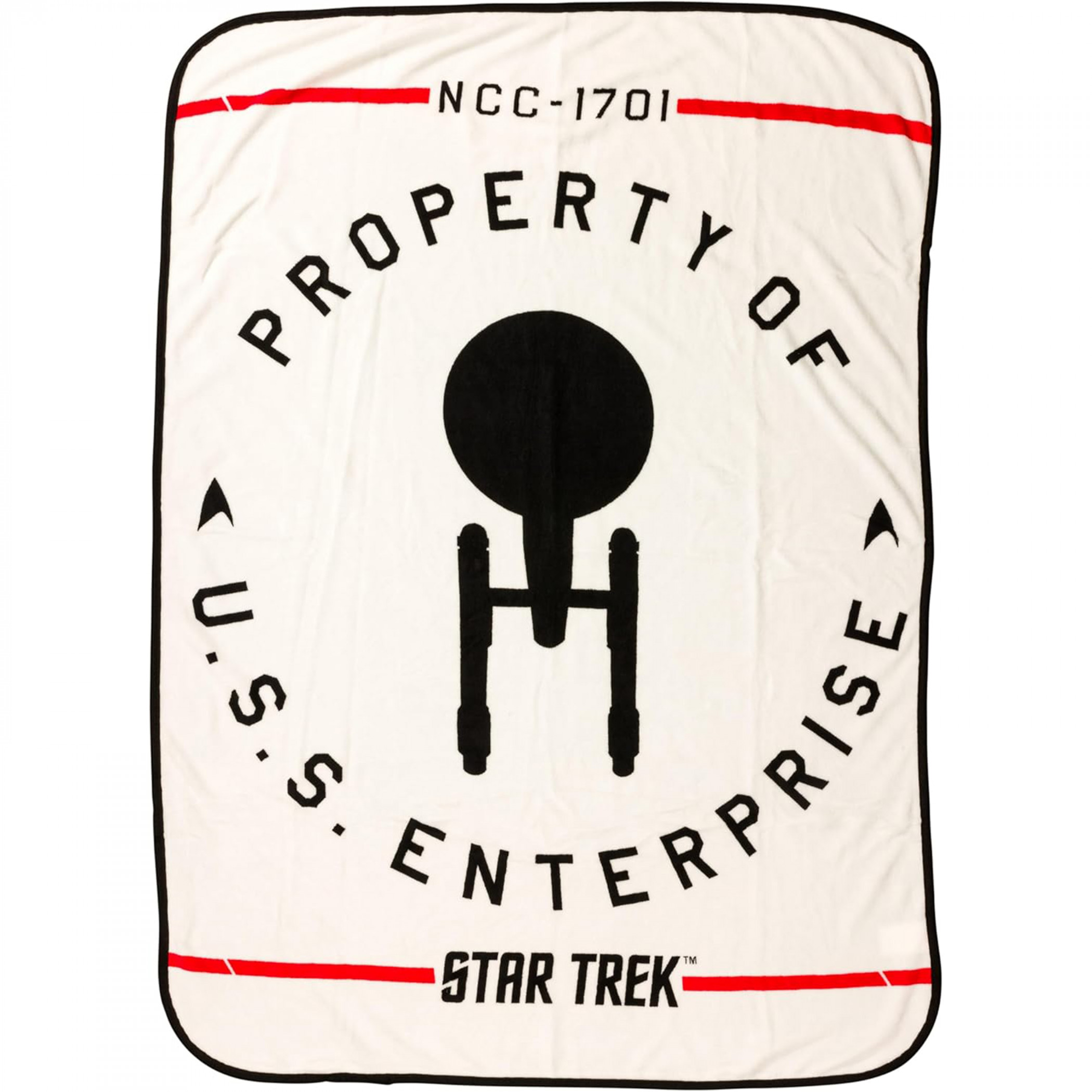 Star Trek Property of the Enterprise 45' x 60' Fleece Throw Blanket, White