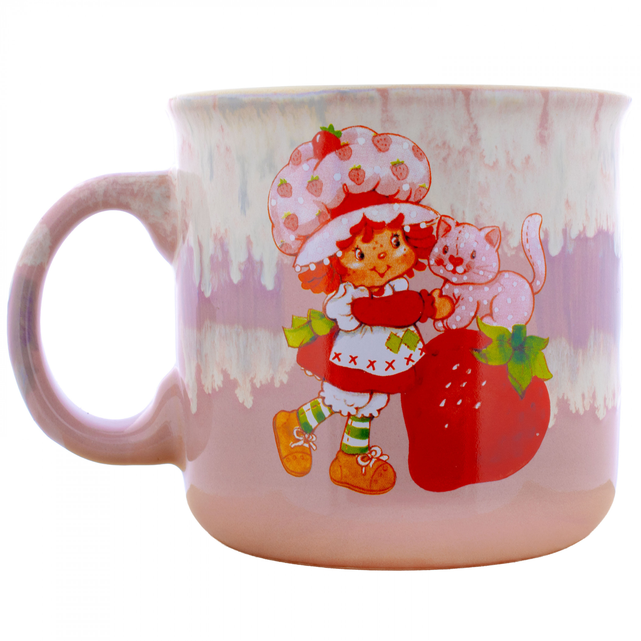 Strawberry Shortcake and Cat Vintage Art 20oz Ceramic Camper Mug, Pink