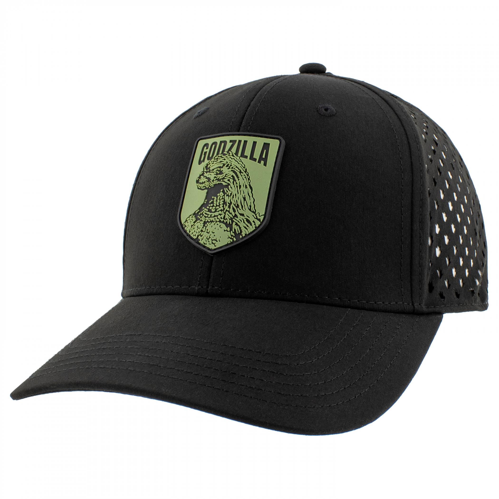 Godzilla Rubber Badge Snapback Baseball Hat, Black