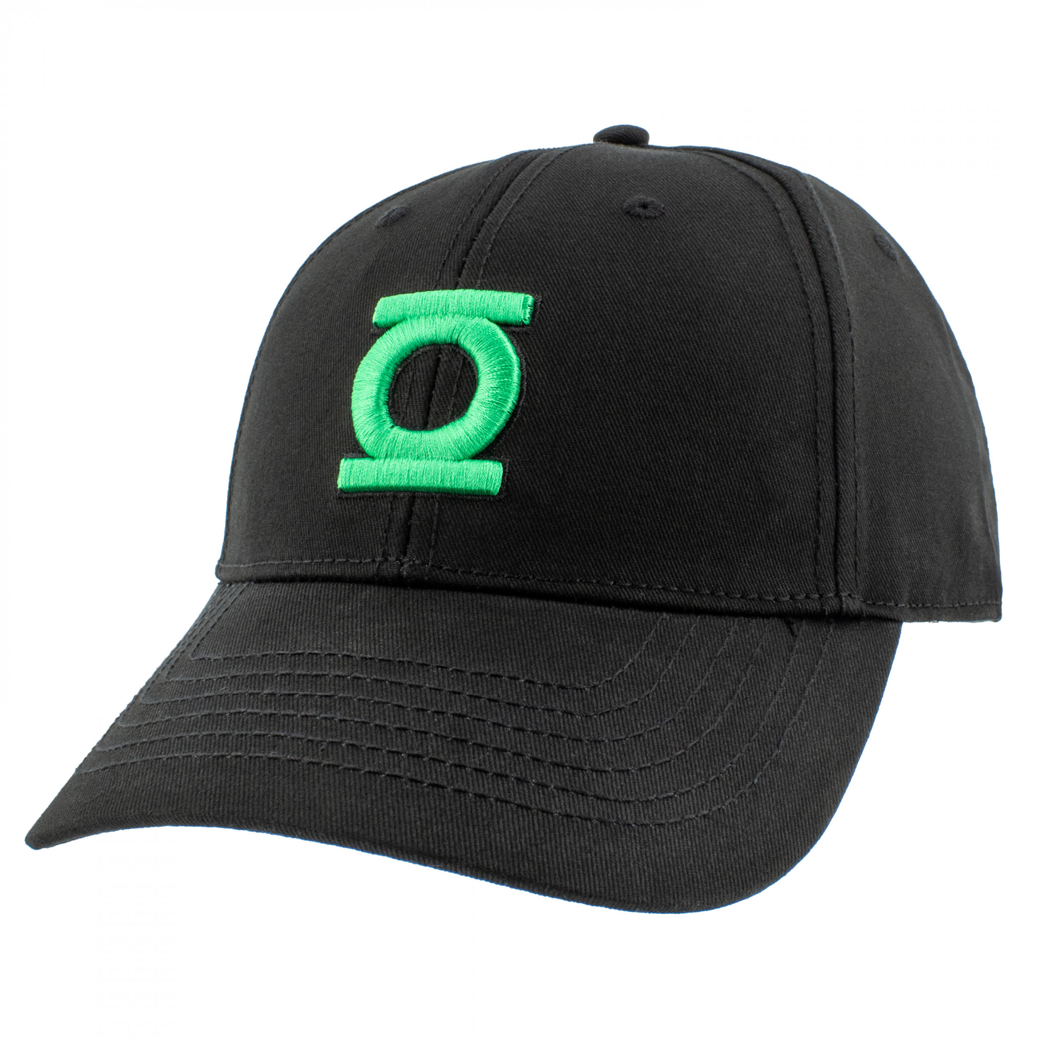 Green Lantern Embroidered Logo on Black Snapback Hat, Black