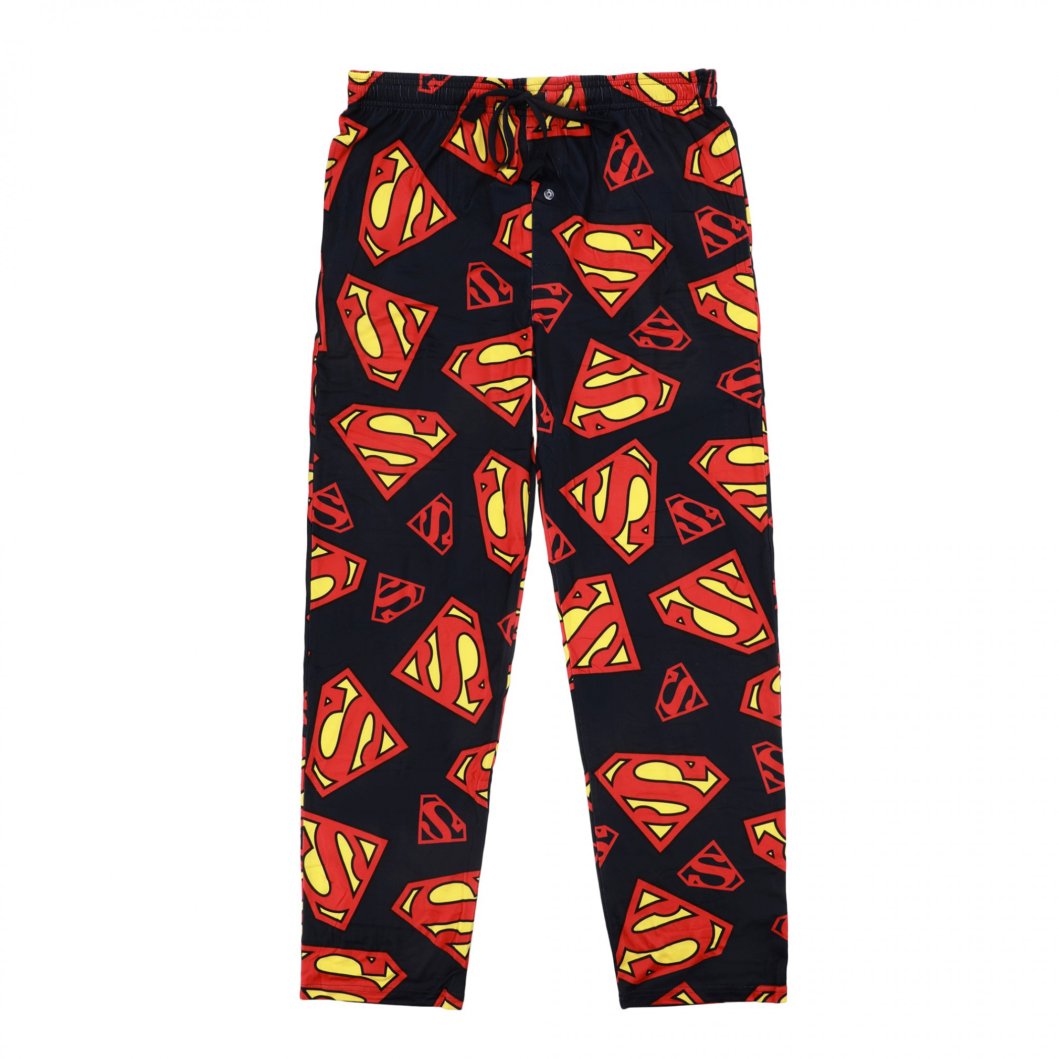Superman Shield Pattern All Over Print Sleep Pants, Multi-Color