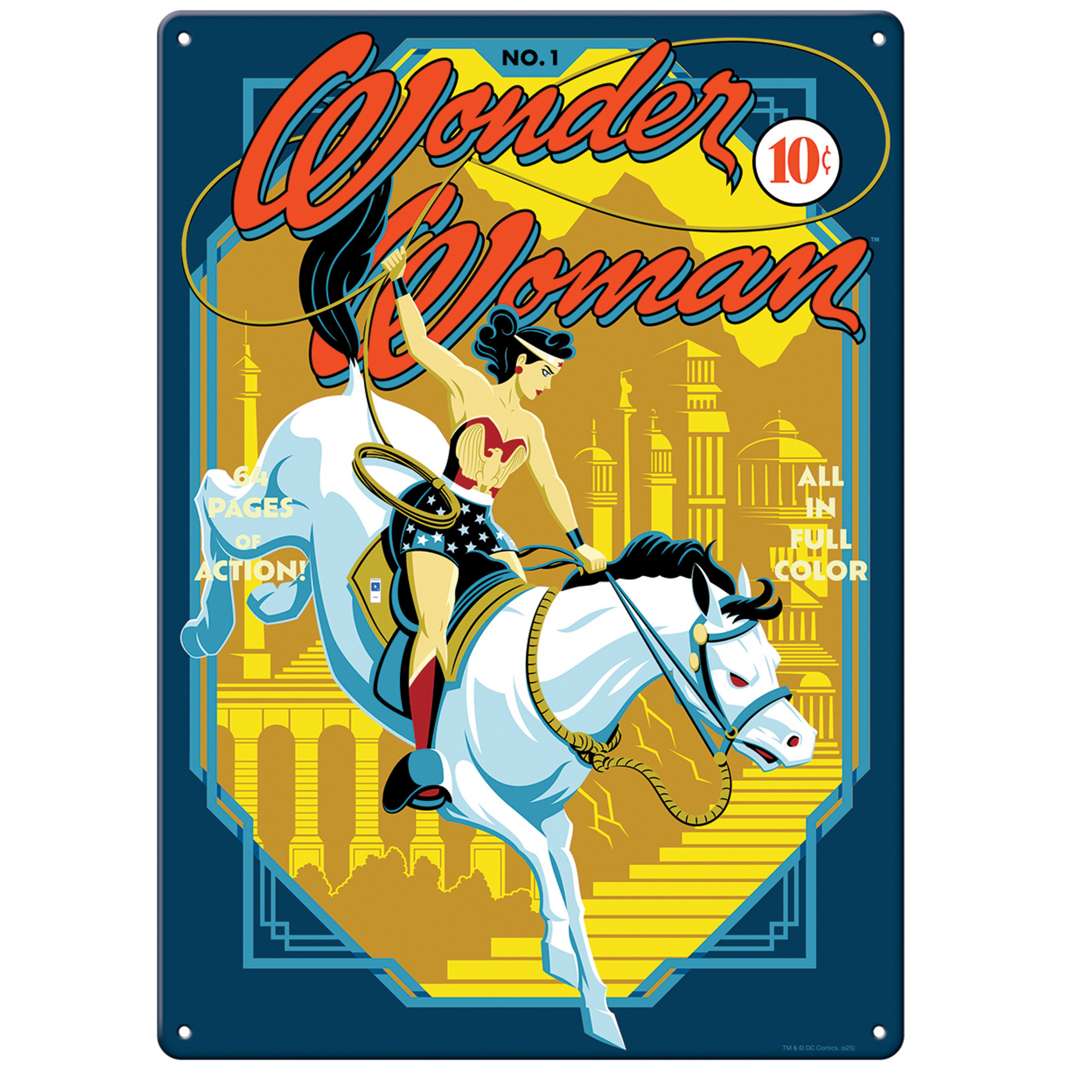 Wonder Woman Classic 10 Cent Comic Metal Sign, Multi-Color
