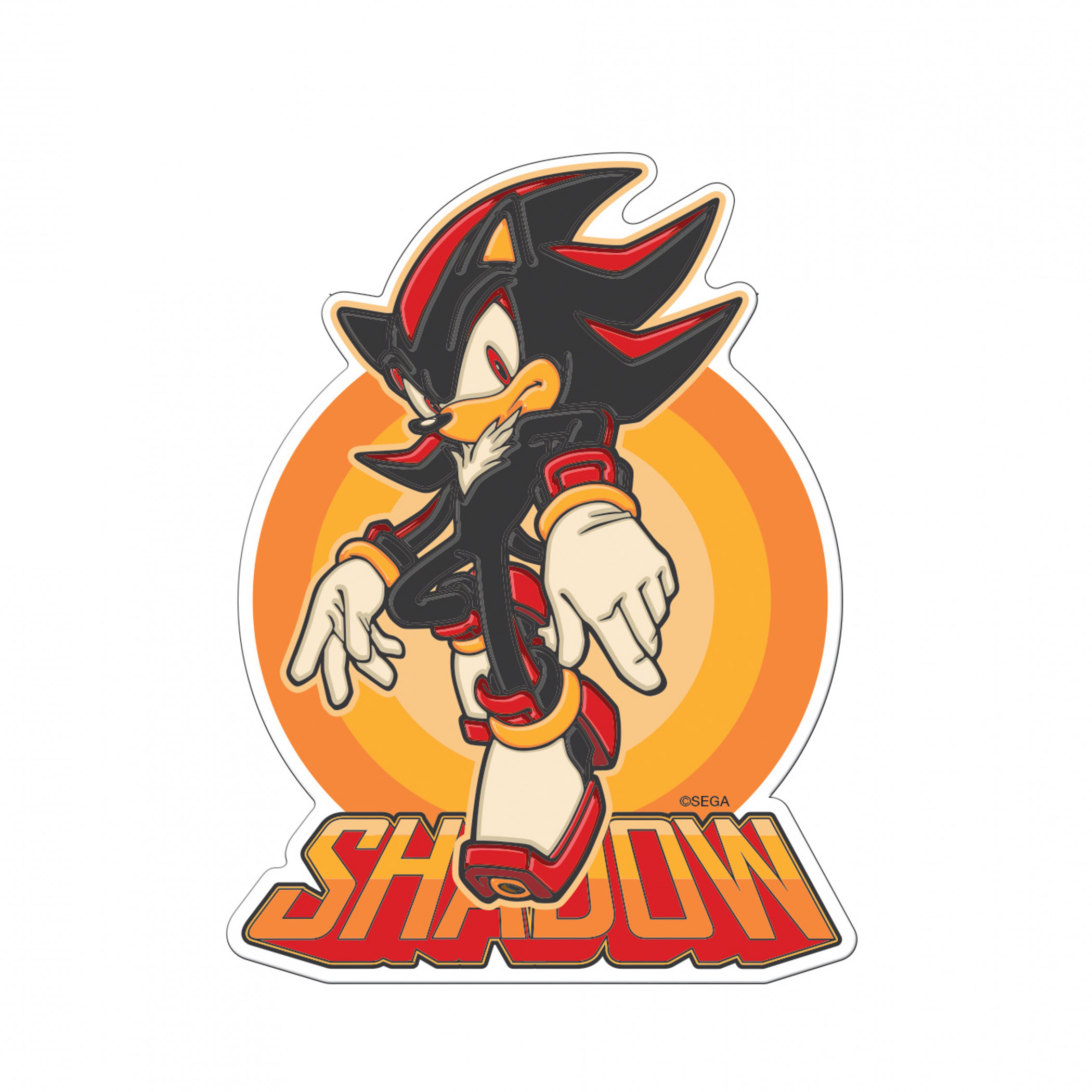 Sonic the Hedgehog Shadow on Orange Die Cut Sticker, Multi-Color