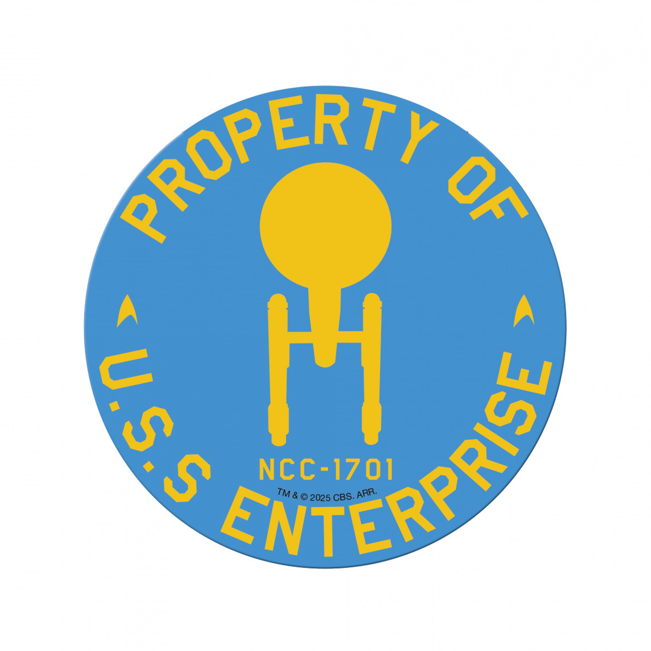 Star Trek Property of USS Enterprise Die Cut Sticker, Blue