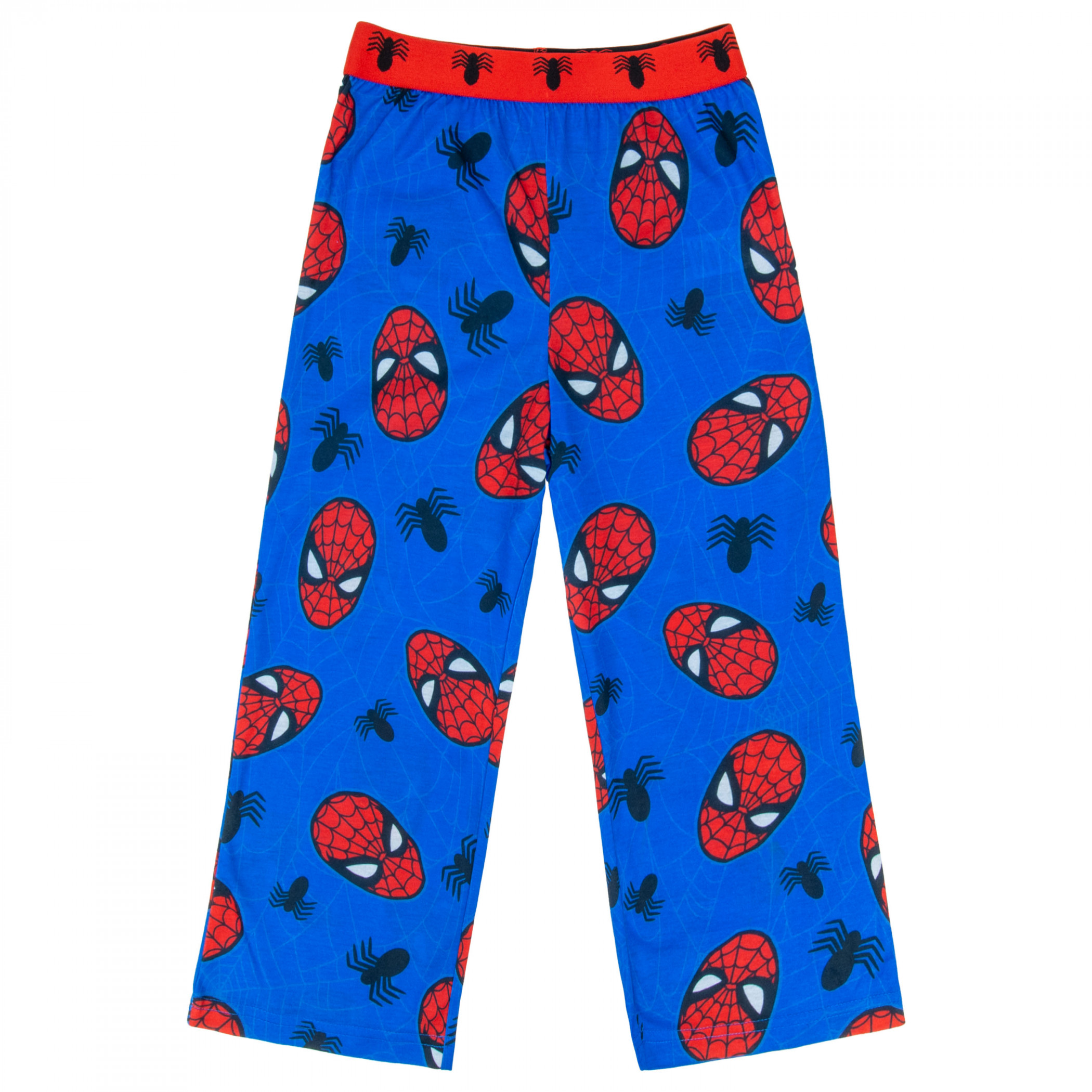 Spider-Man Mask and Spider Pattern Boy's Sleep Pants, Blue