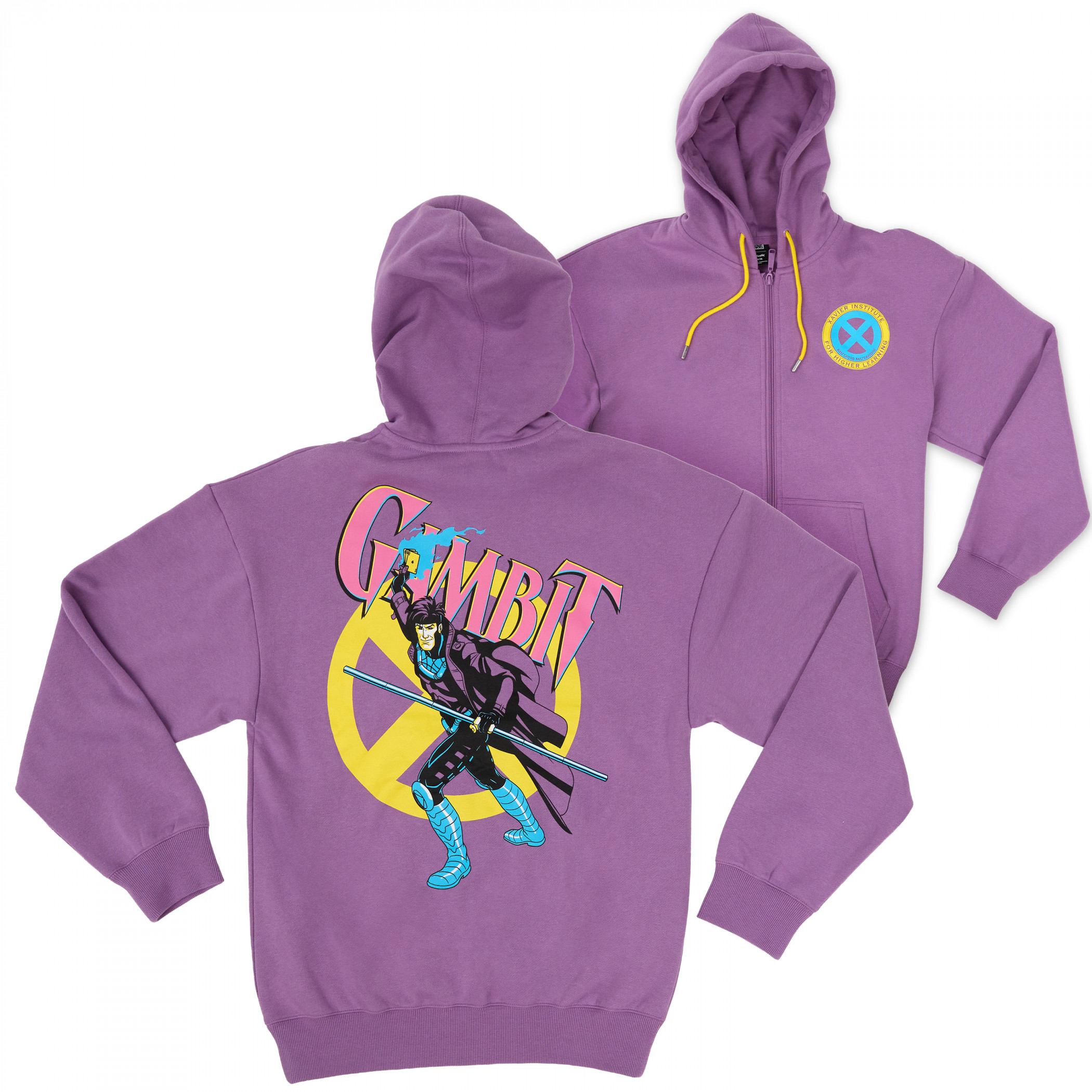 X-Men Gambit Front and Back Print Hoodie, Purple