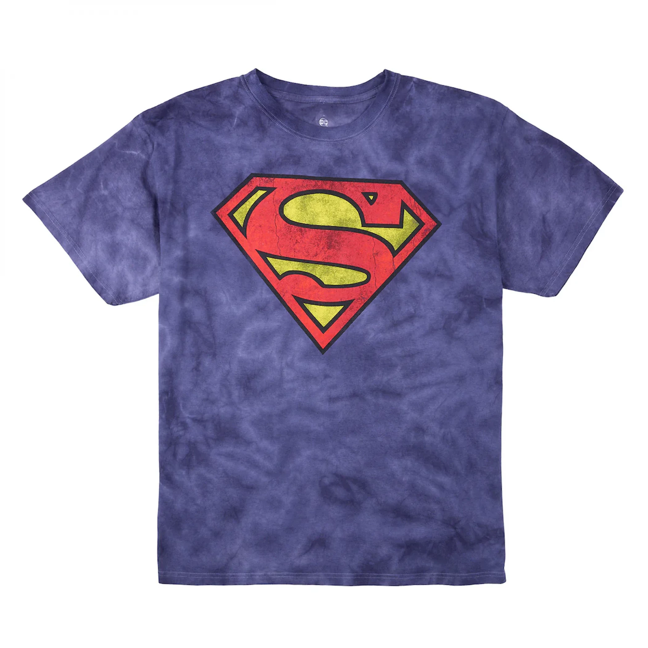 Superman Logo Crystal Wash Crew Neck T-Shirt, Blue