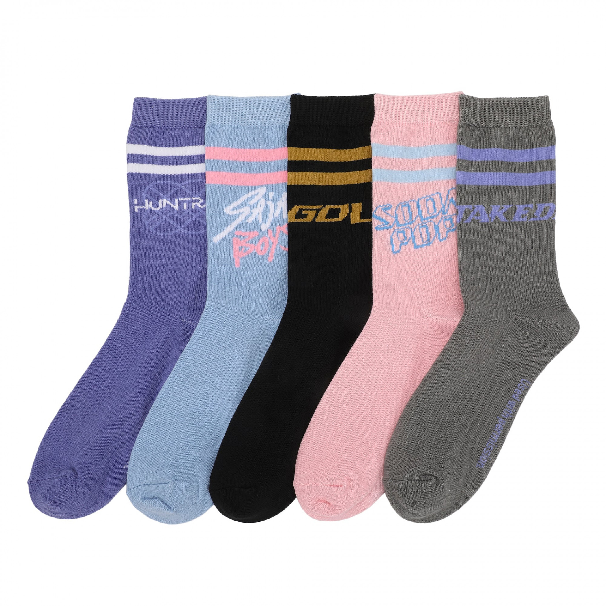 K-Pop Demon Hunters Logos 5 Pair Crew Socks, Multi-Color