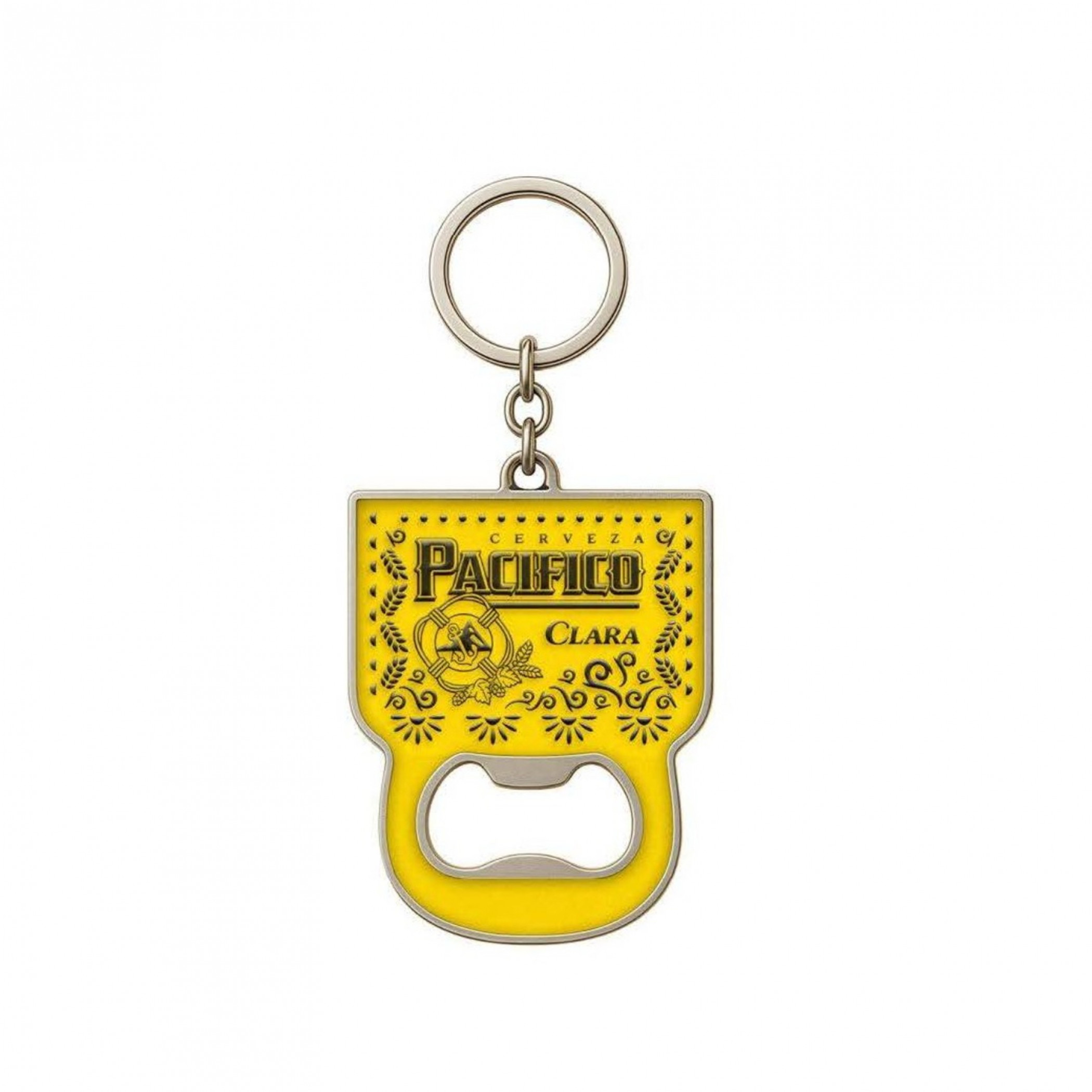 Pacifico Clara Yellow Laser Engraved Cinco Bottle Opener Keychain