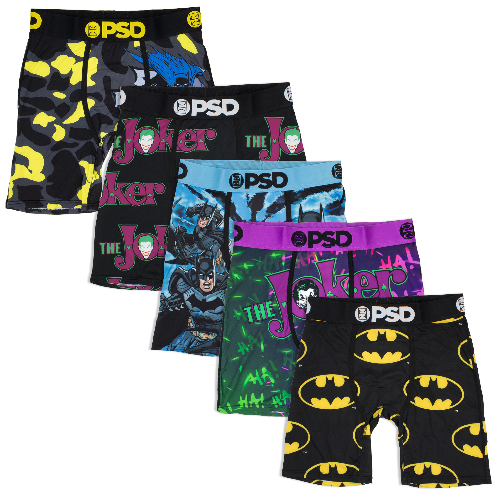 Batman & The Joker PSD Boxer Briefs 5-Pack, Multi-Color
