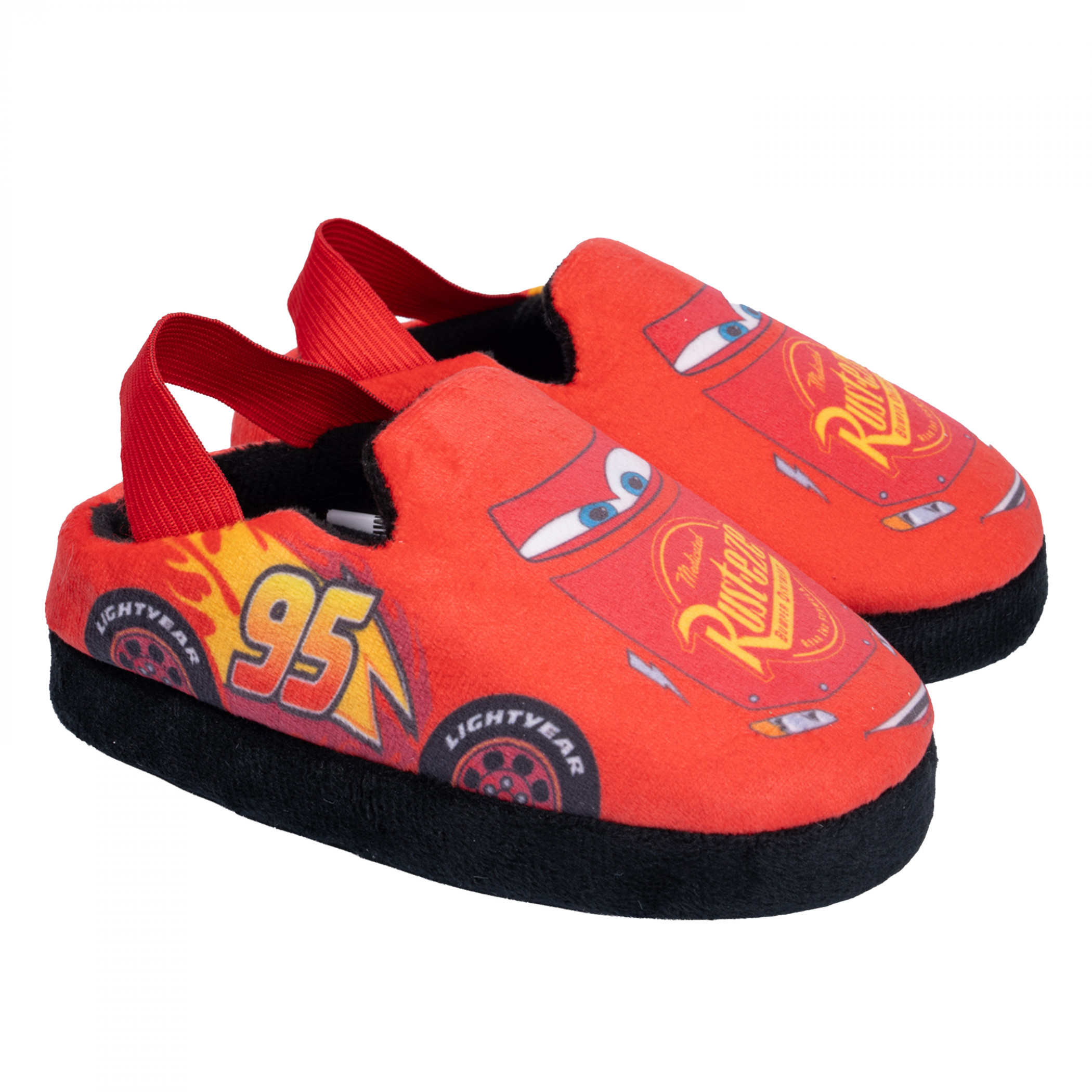 Pixar Cars Lightning McQueen Rust-Eze Toddler Scruff Slippers, Red
