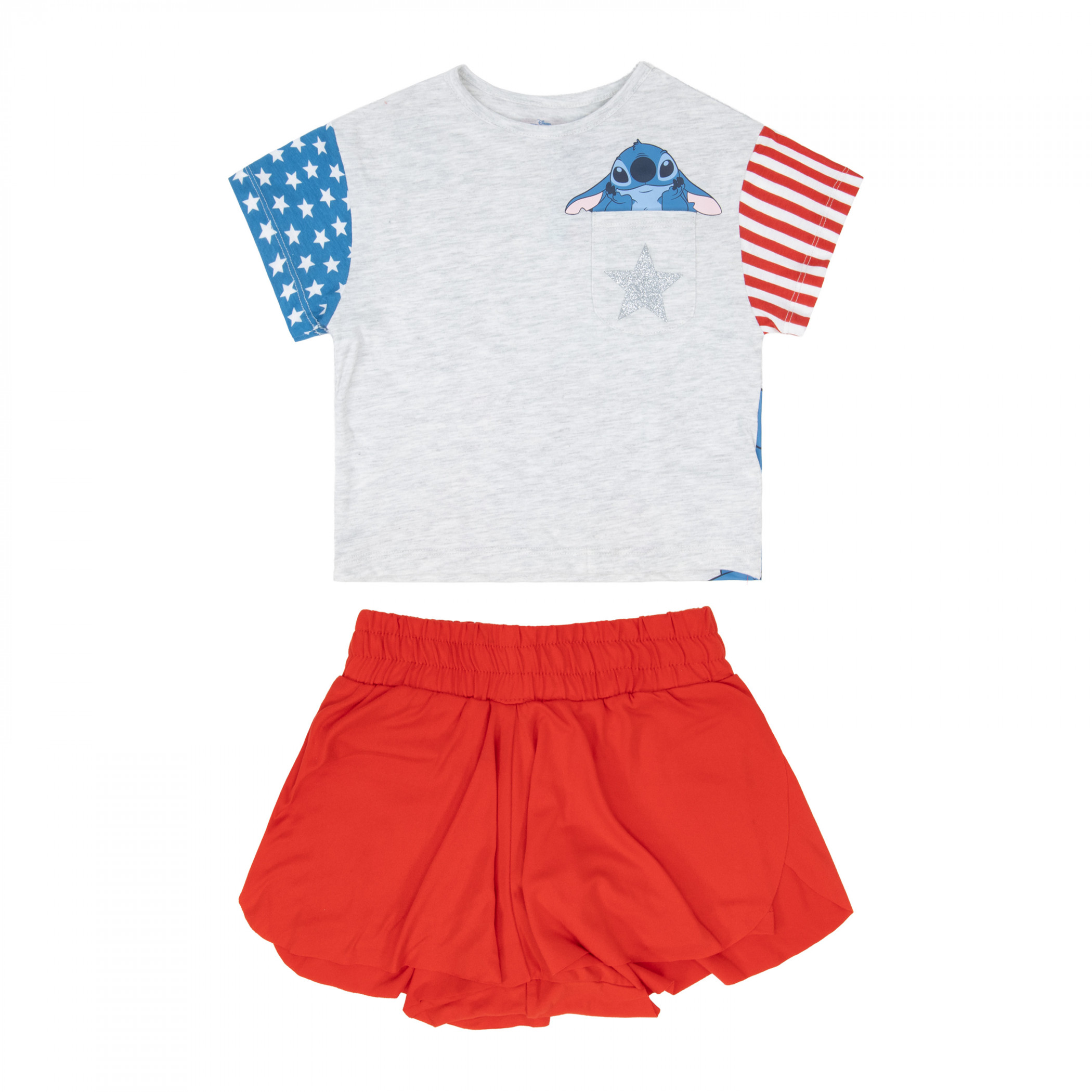 Lilo & Stitch Patriotic T-Shirt and Skort Toddler 2-Piece Set, Multi-Color