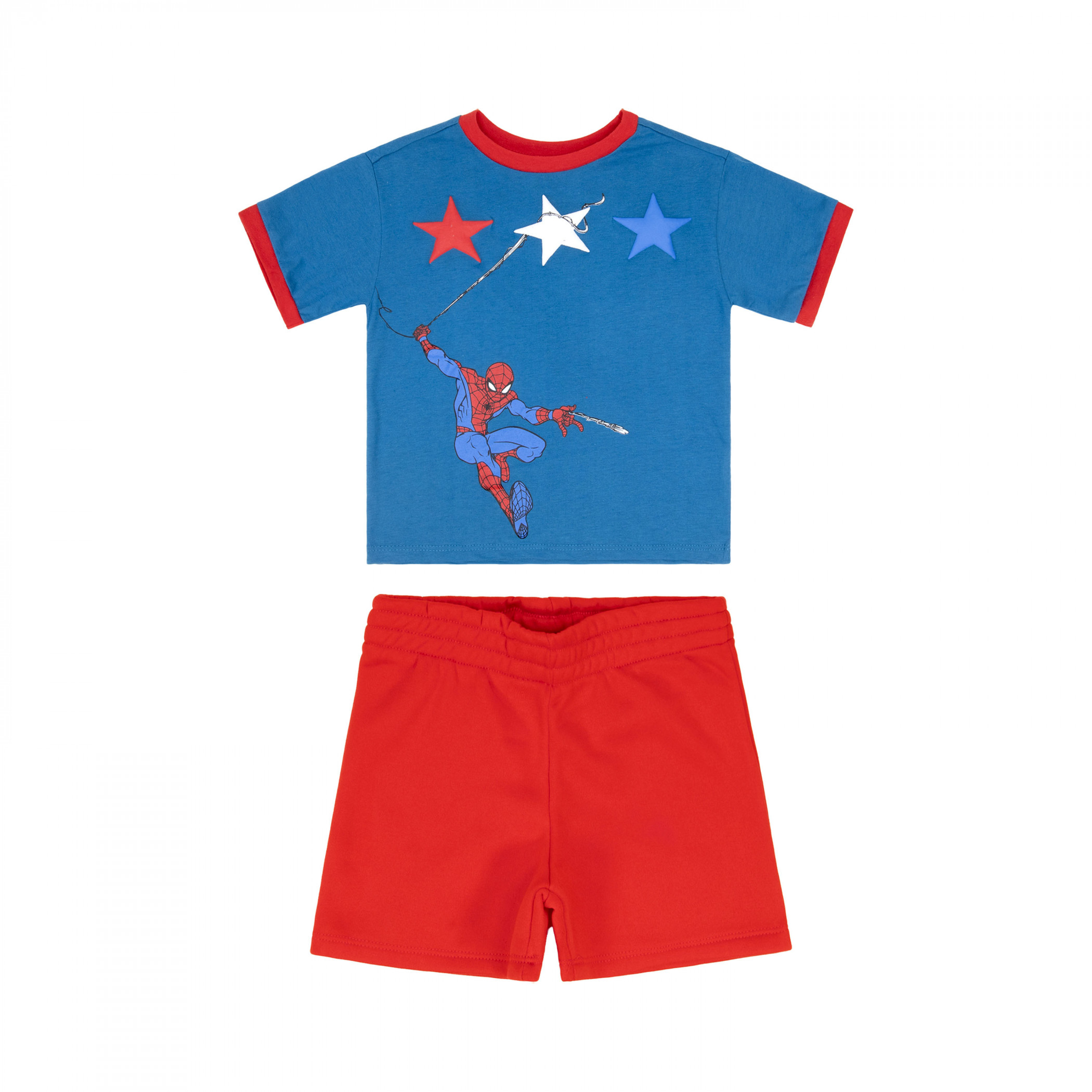 Spider-Man Puff Ink Patriotic Stars Toddler Shorts & T-Shirt Set, Multi-Color