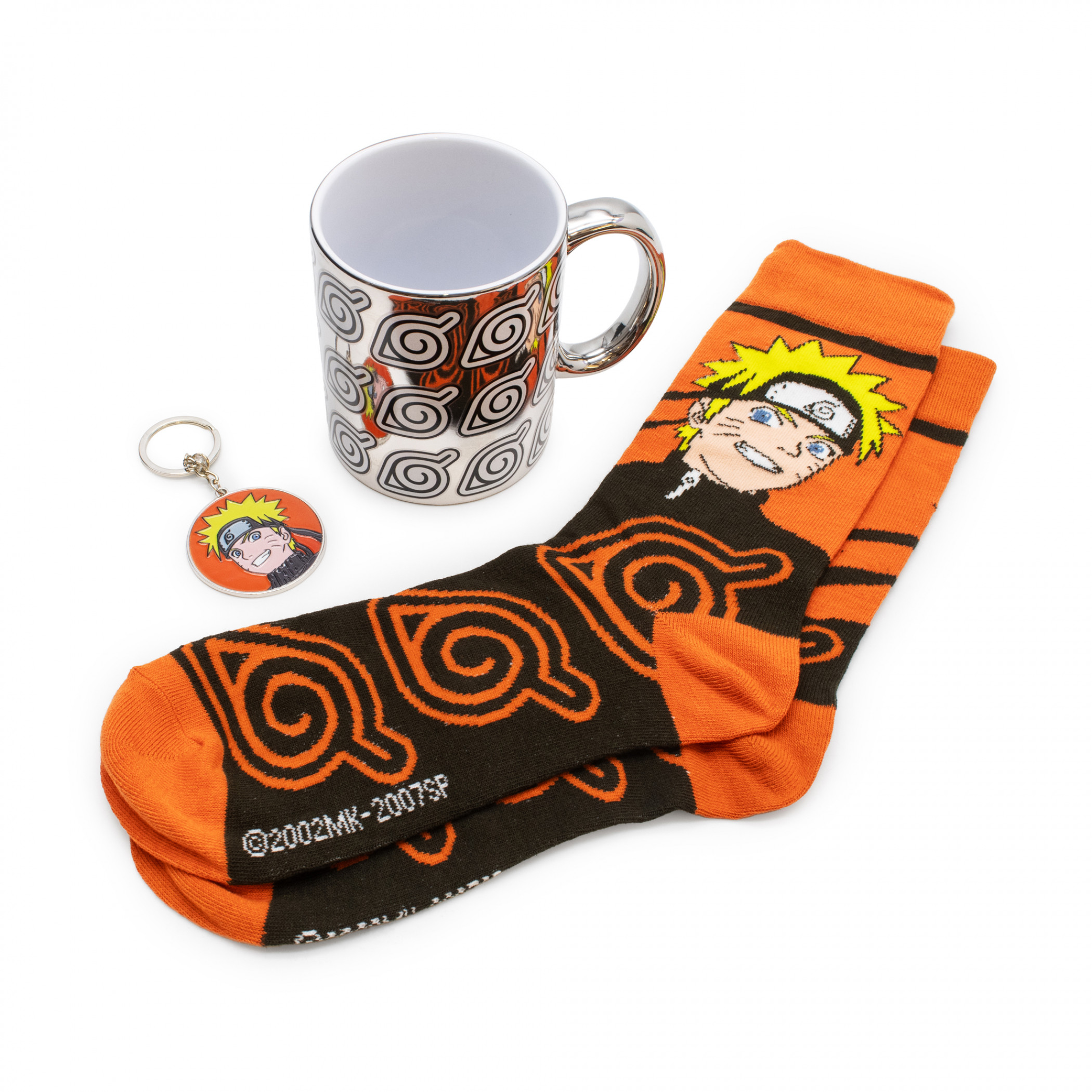 Naruto Uzumaki Mug Sock and Key Chain Gift Set 16 oz., Multi-Color