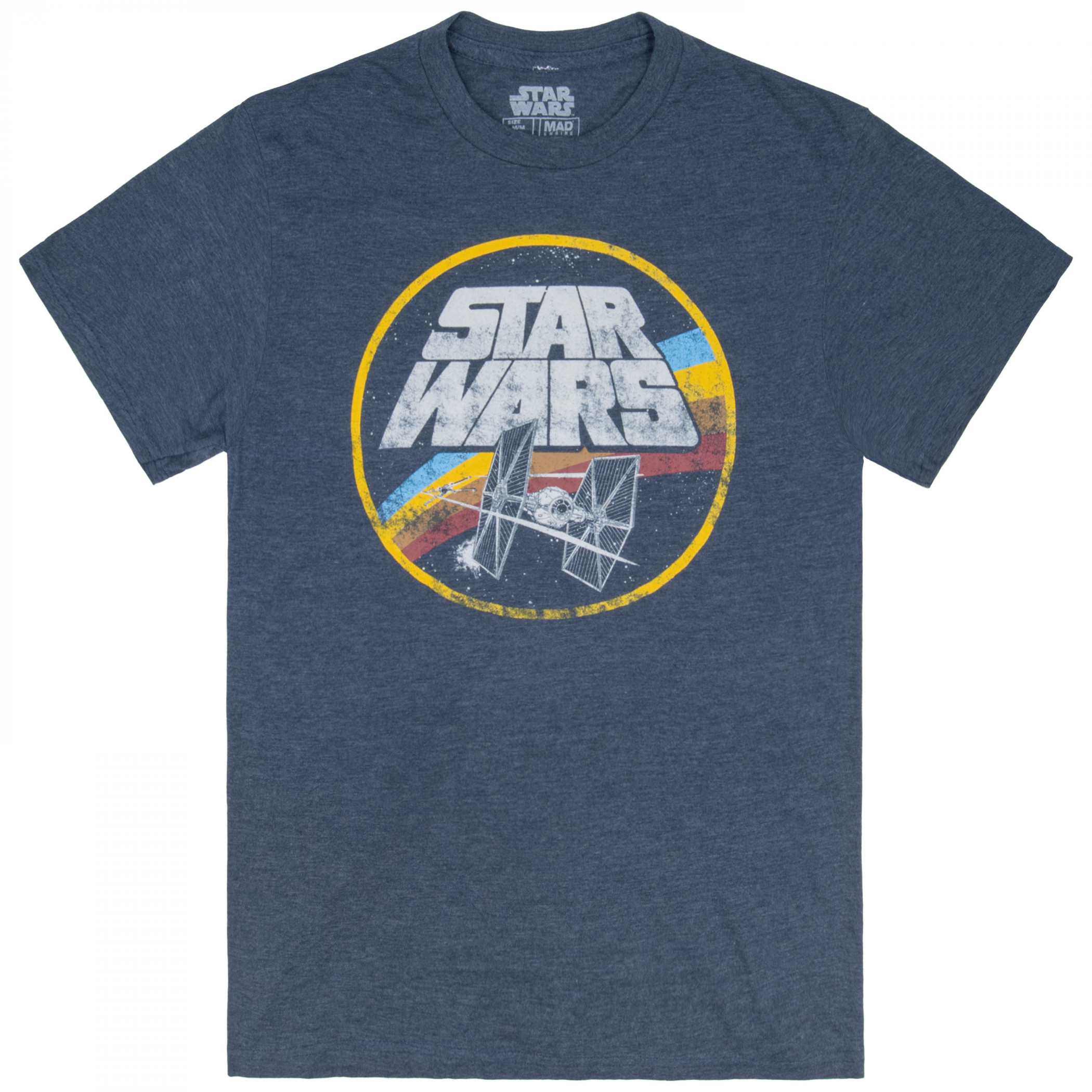 Star Wars Tie Fighter Faded Retro Rainbow T-Shirt, Grey