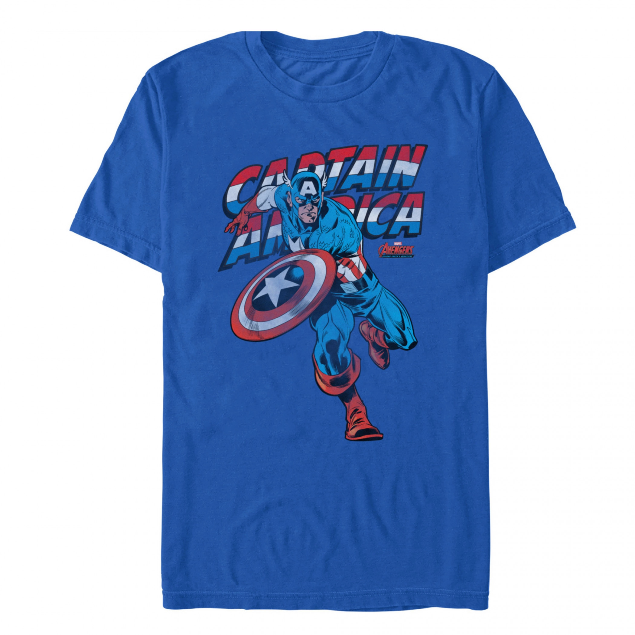 Captain America Shield Wielding Avenger T-Shirt Blue