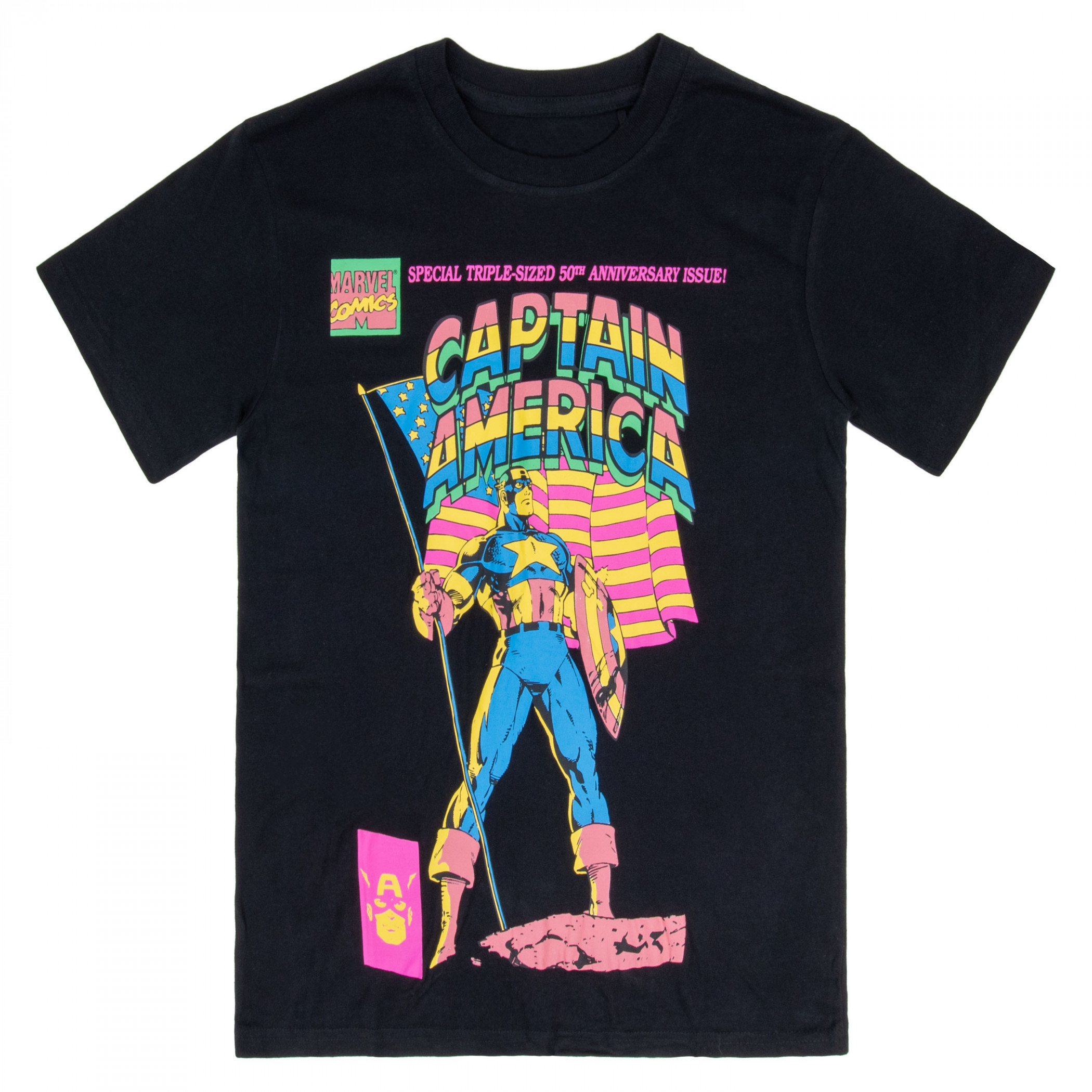 Captain America 50th Anniversary Issue T-Shirt, Black