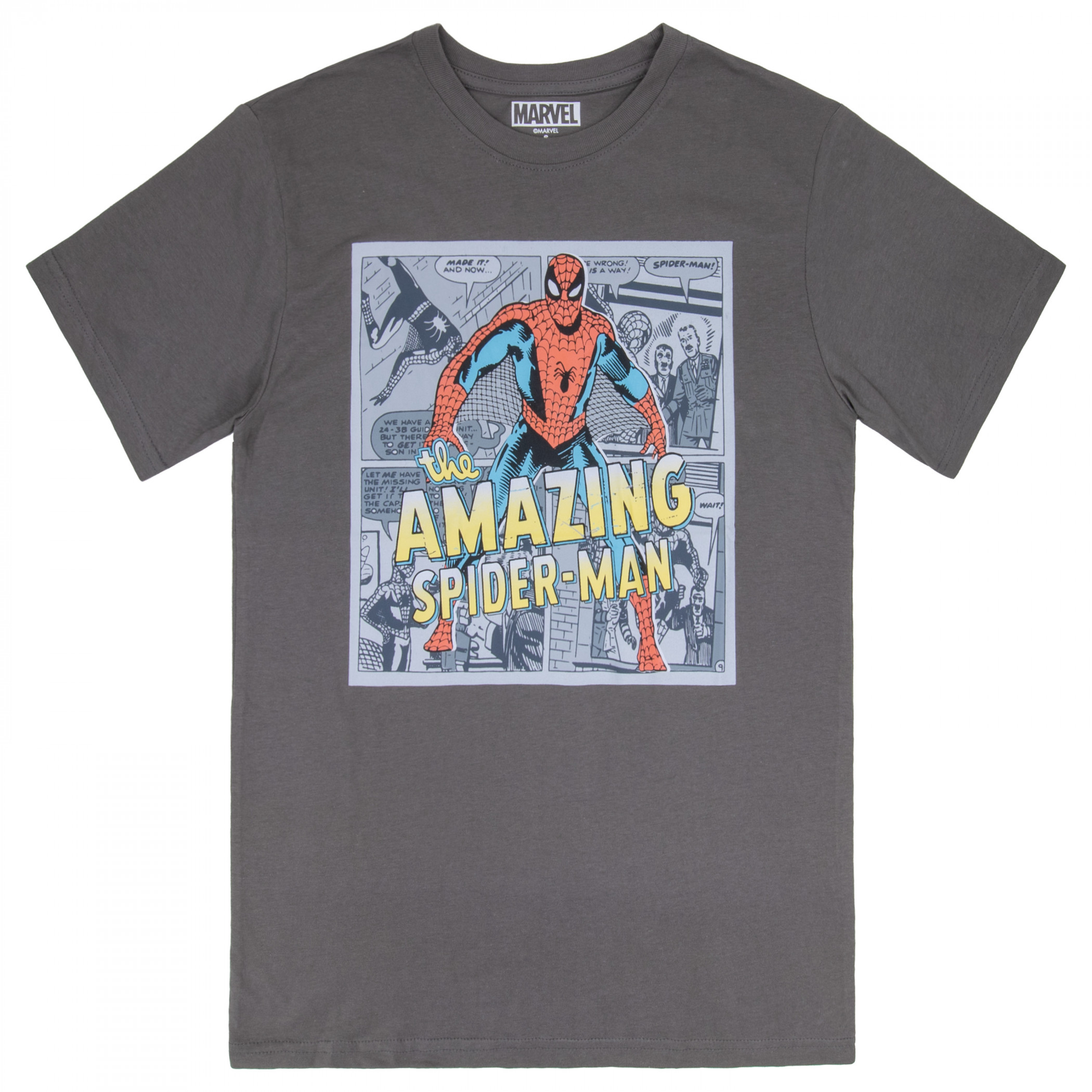 The Amazing Spider-Man Marvel Comics Background T-Shirt, Grey