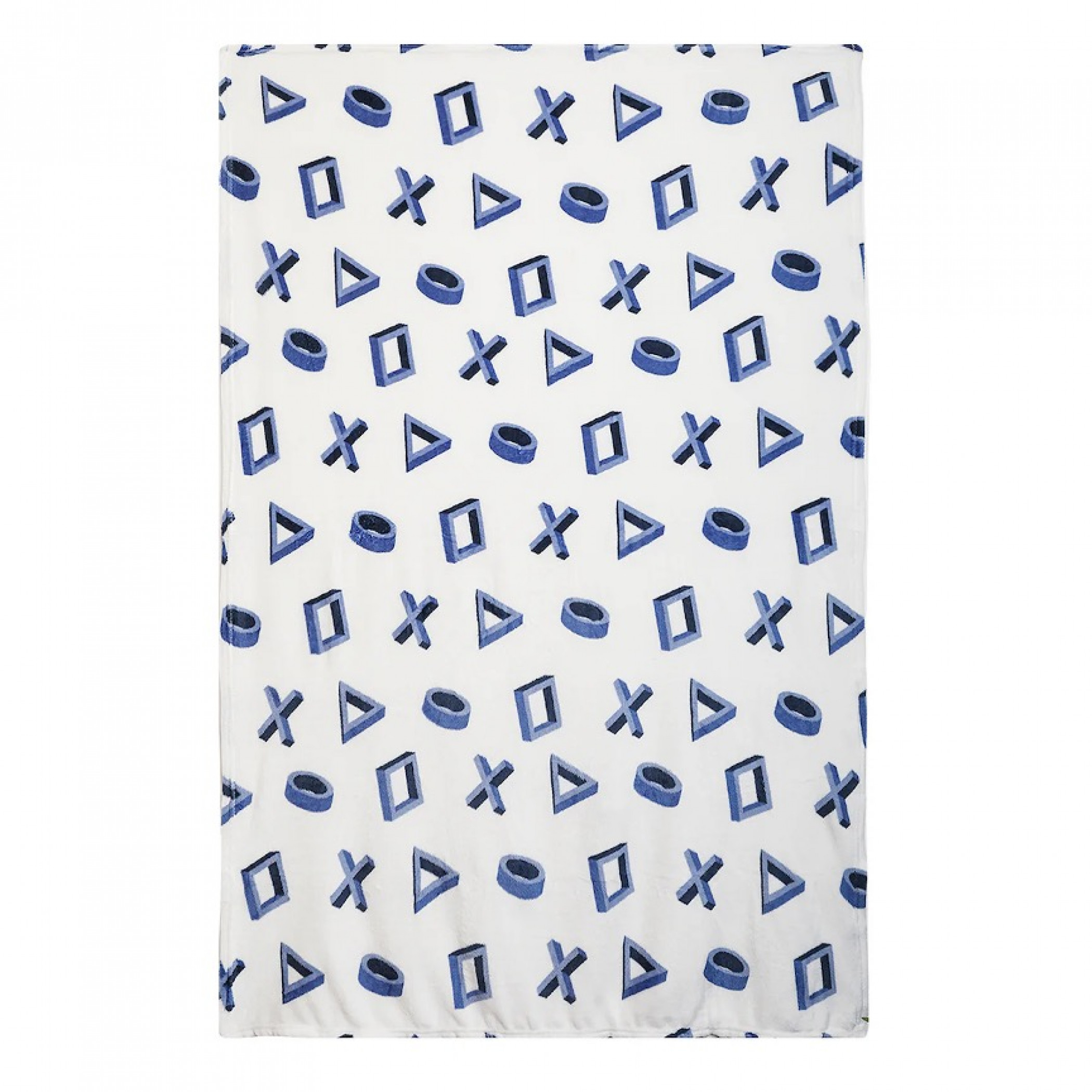 PlayStation Button Pattern Throw Blanket, White