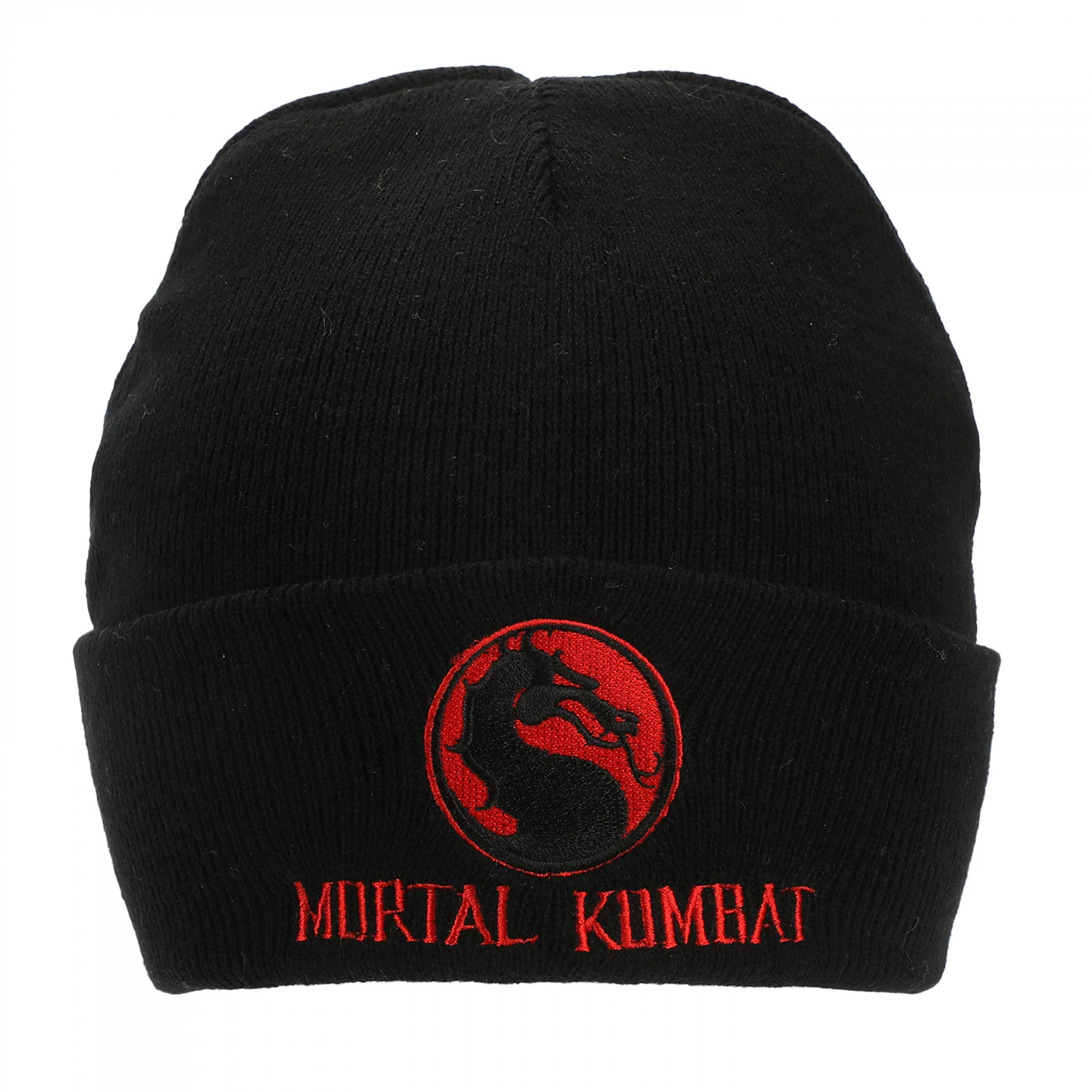 Mortal Kombat Embroidered Logo Cuff Beanie, Black