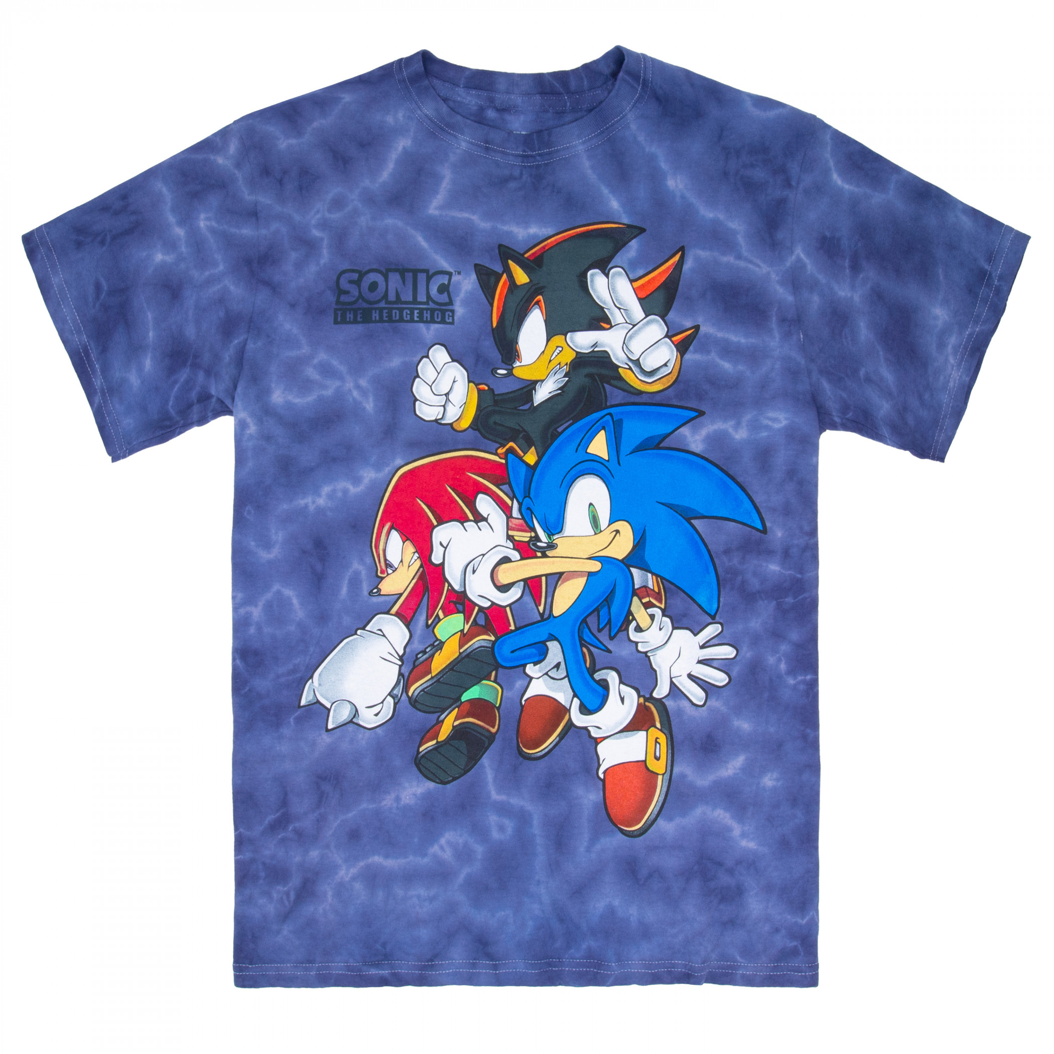 Sonic The Hedgehog Knuckles and Shadow Tie-Dye T-Shirt, Blue