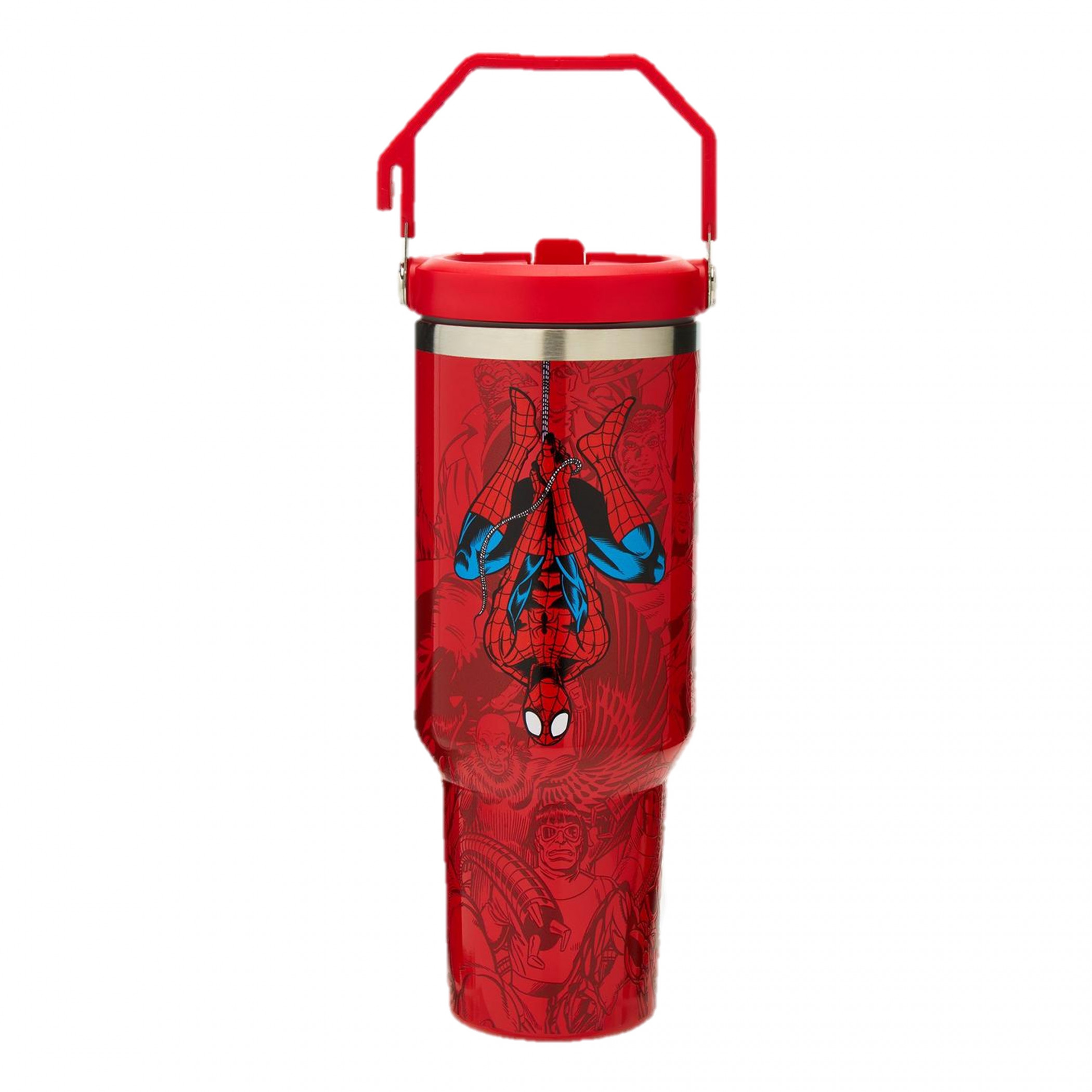 Spider-Man Hanging Around 40oz. Stainless Steel Tumbler with Handle, Red