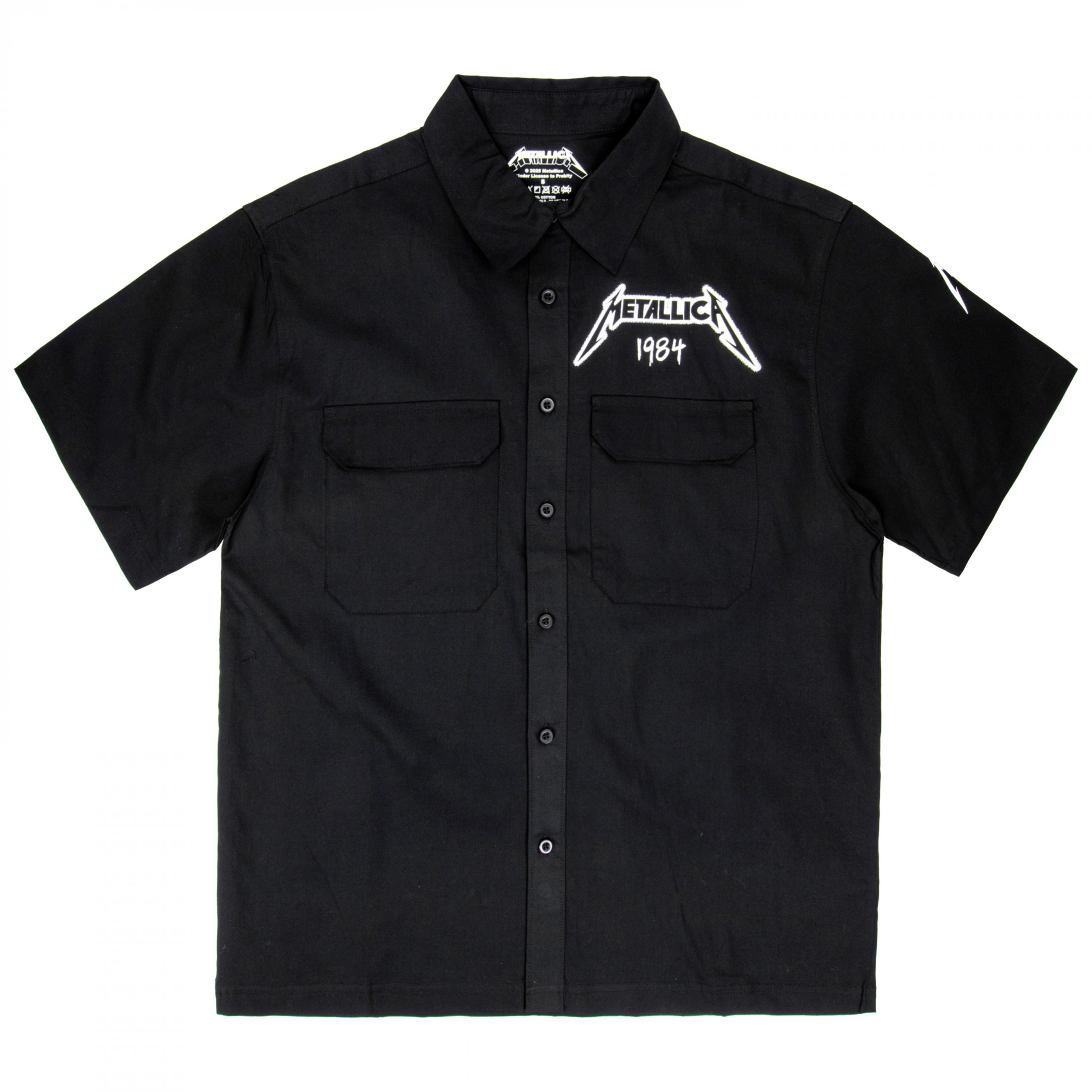 Metallica Ride the Lightning Button-Down Front  Back & Sleeve Print Shirt