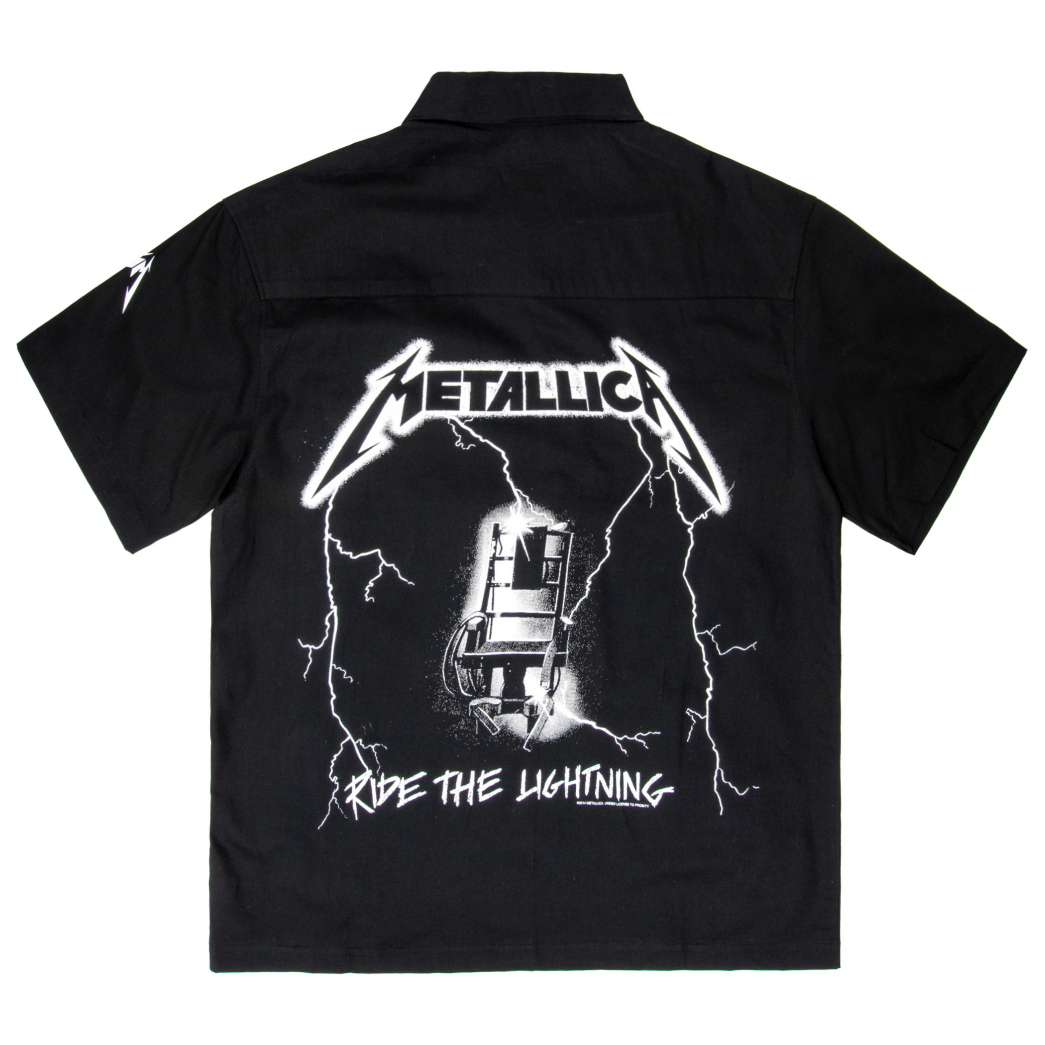 Metallica Ride the Lightning Button-Down Front  Back & Sleeve Print Shirt