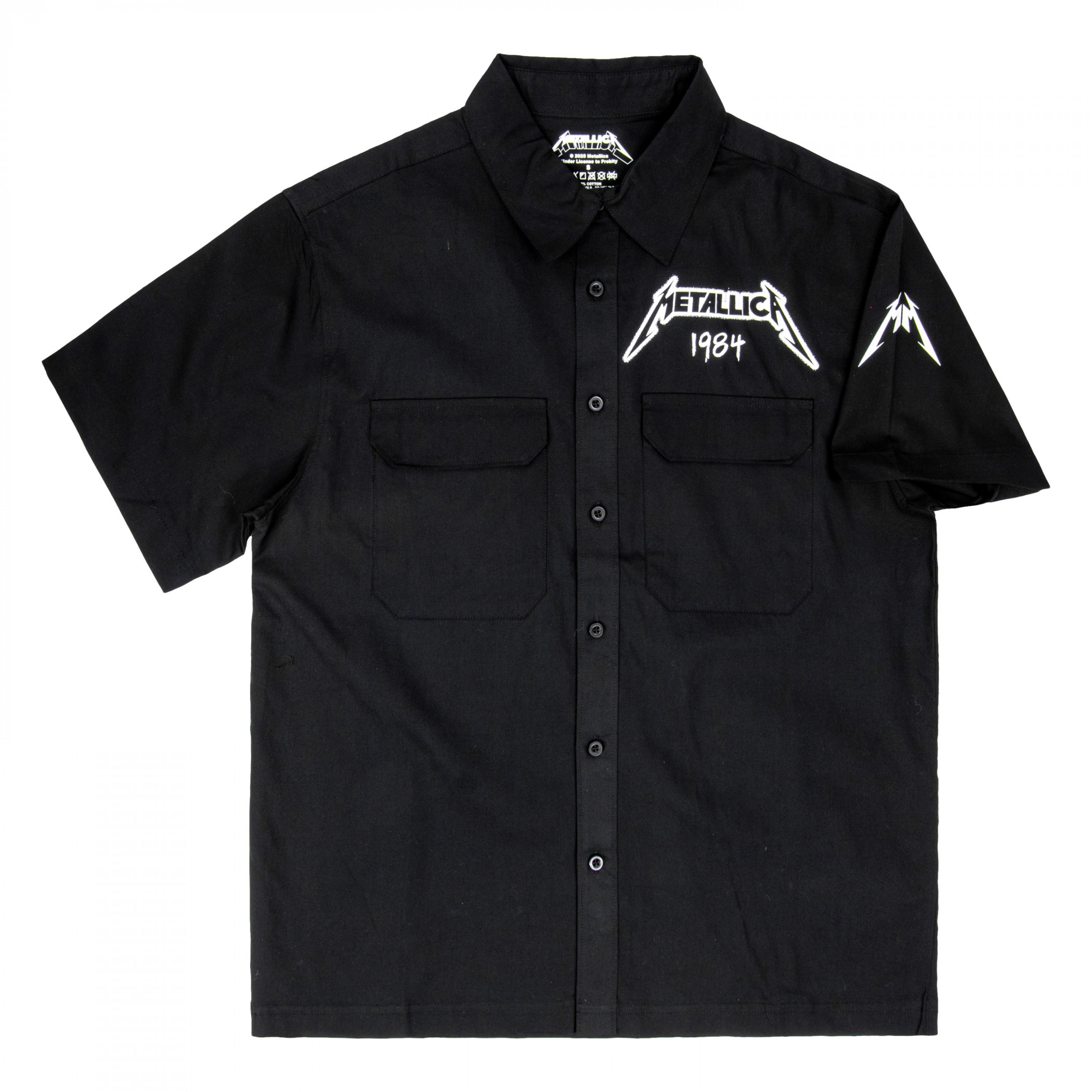 Metallica Ride the Lightning Button-Down Front  Back & Sleeve Print Shirt