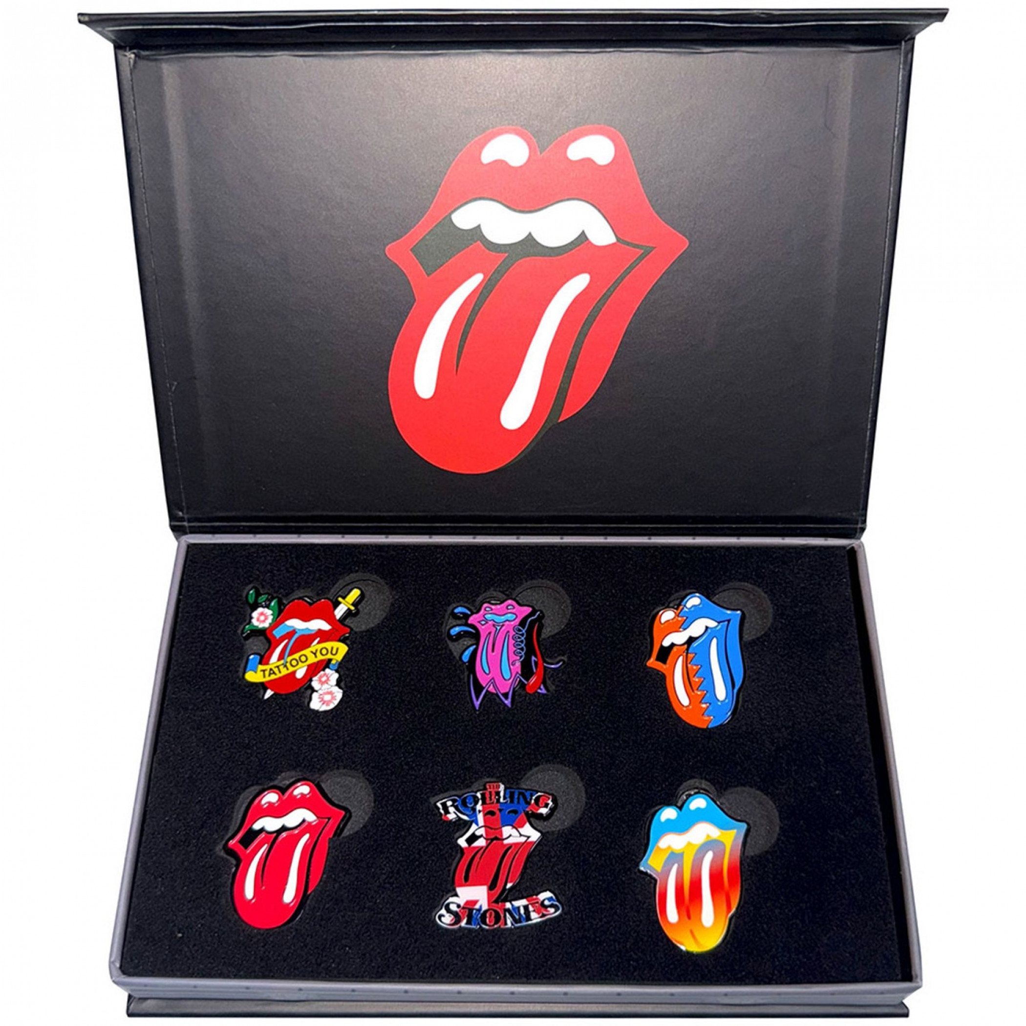 The Rolling Stones Tongues Evolution Boxed Enamel Pins - 6-Pack