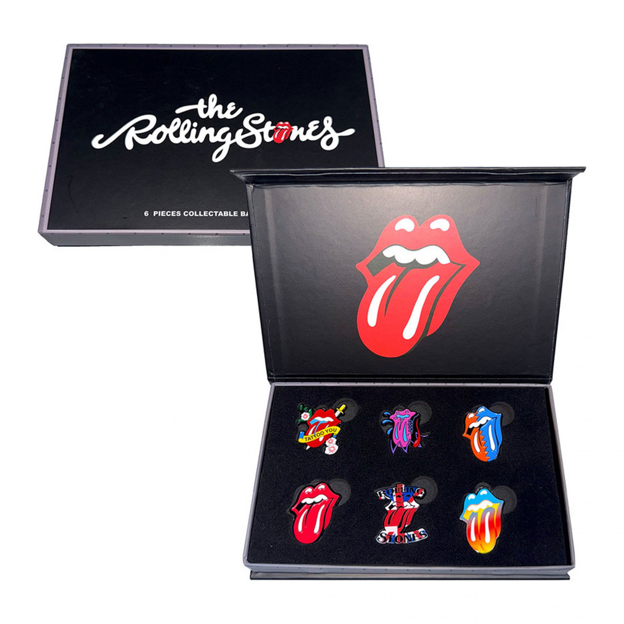 The Rolling Stones Tongues Evolution Boxed Enamel Pins - 6-Pack