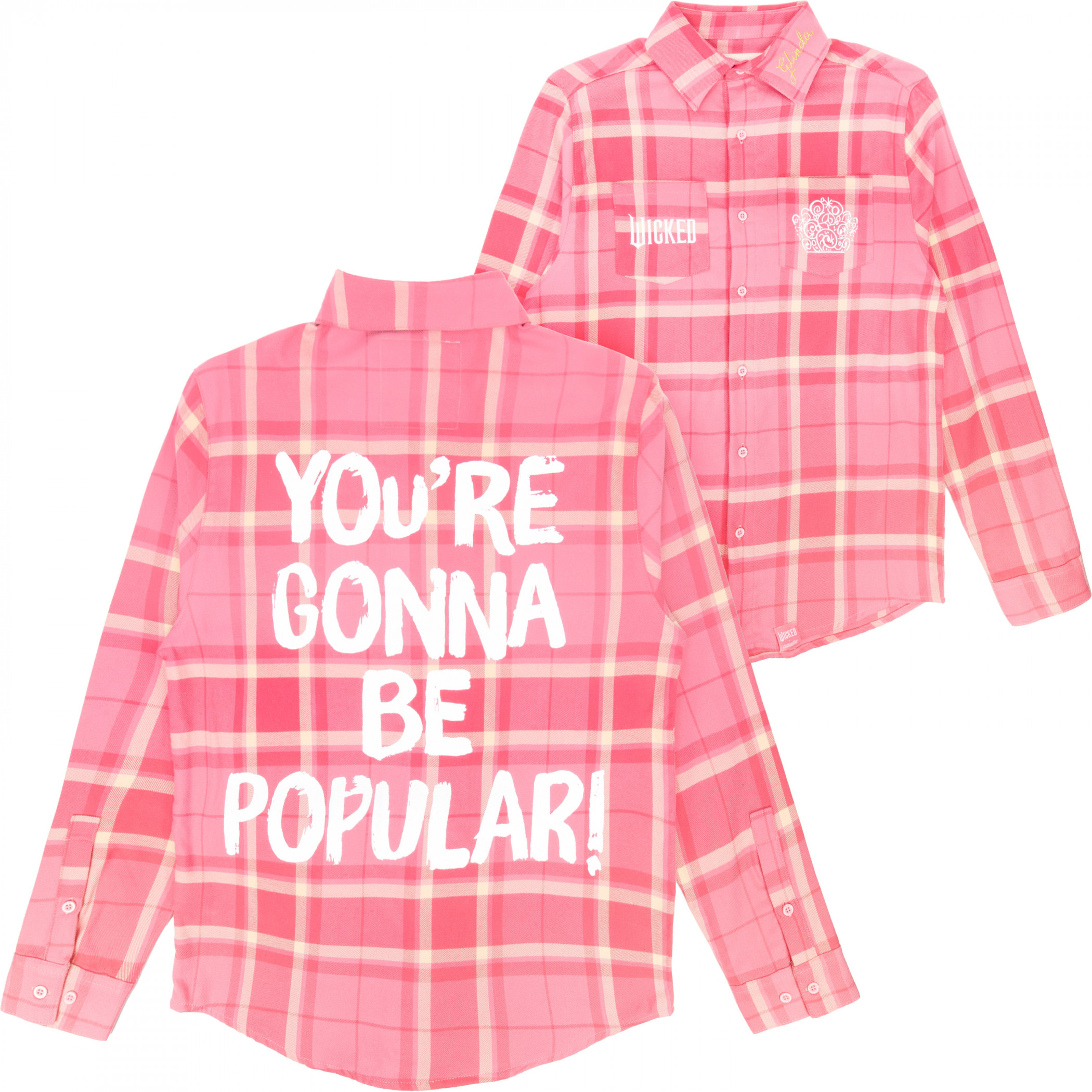 Wicked Glinda You're Gonna Be Popular Flannel Shirt, Pink