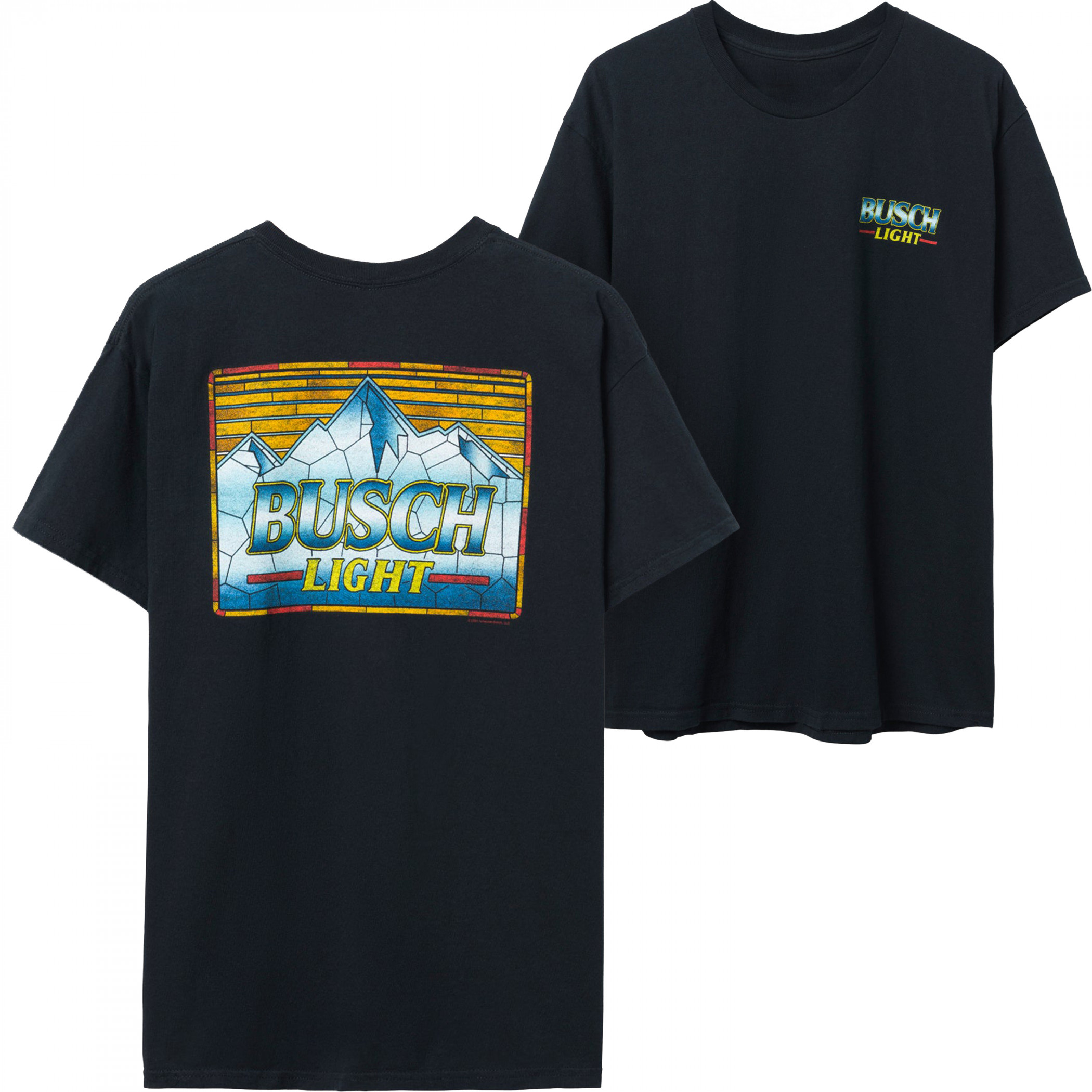 Busch Light Stained Glass Front and Back Print T-Shirt by Junk Food