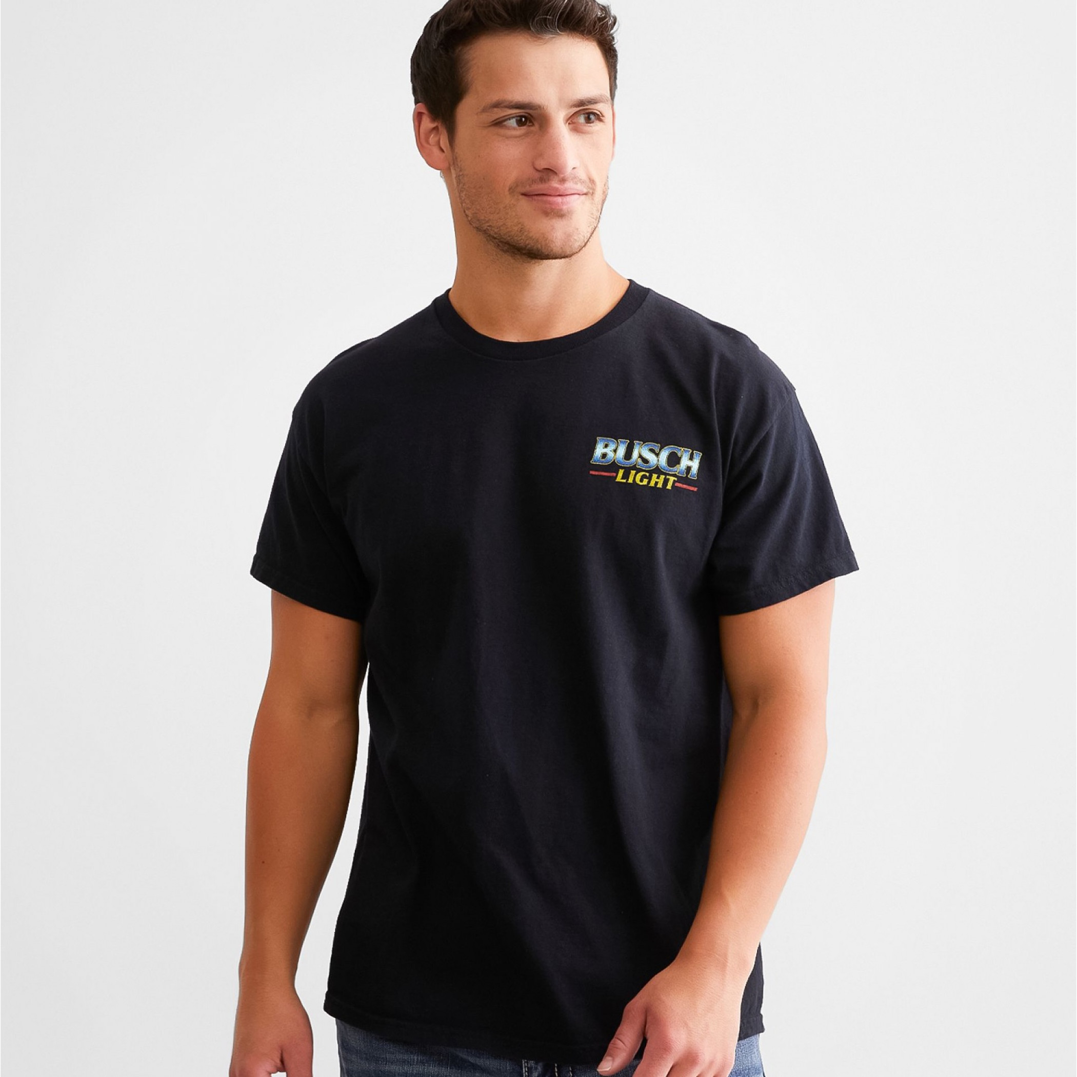 Busch Light Stained Glass Front and Back Print T-Shirt by Junk Food