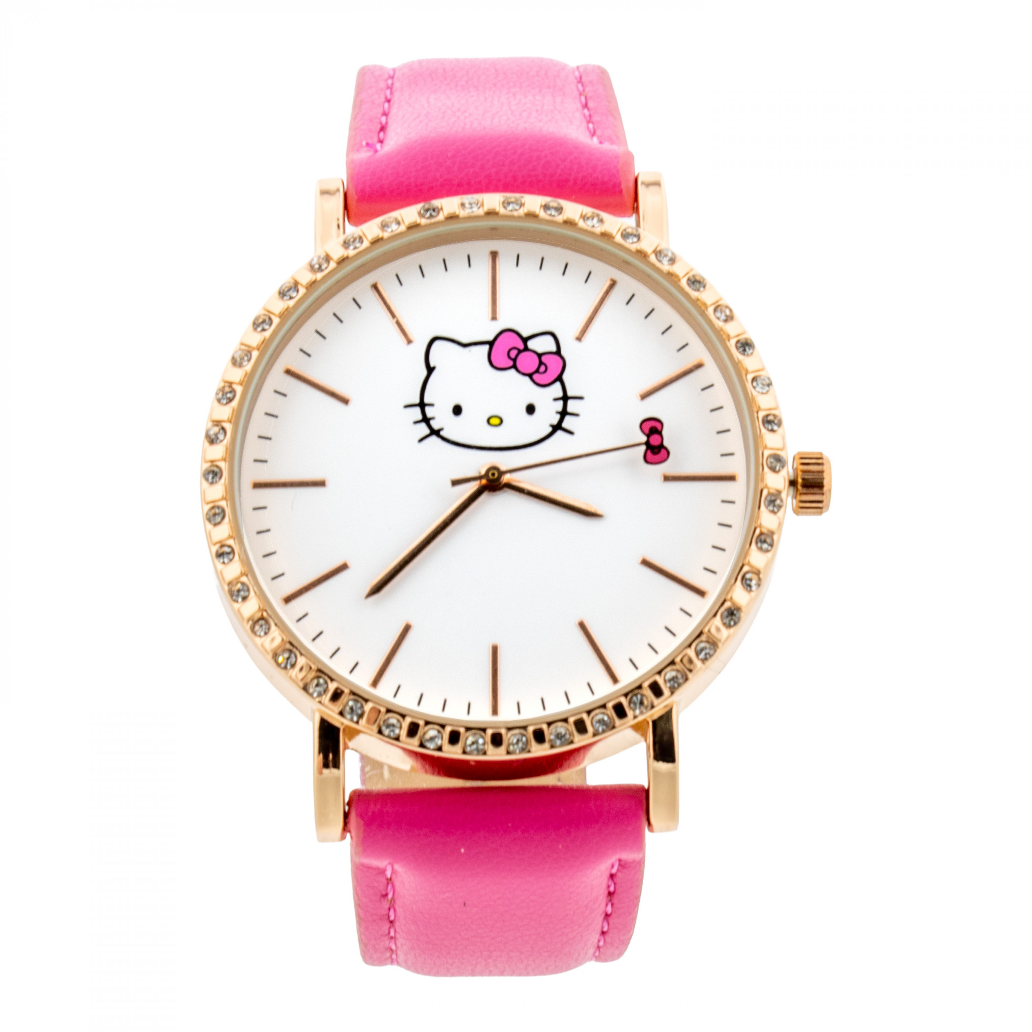 Hello Kitty Pink Strap Crystal Bezel Analog Watch, Pink