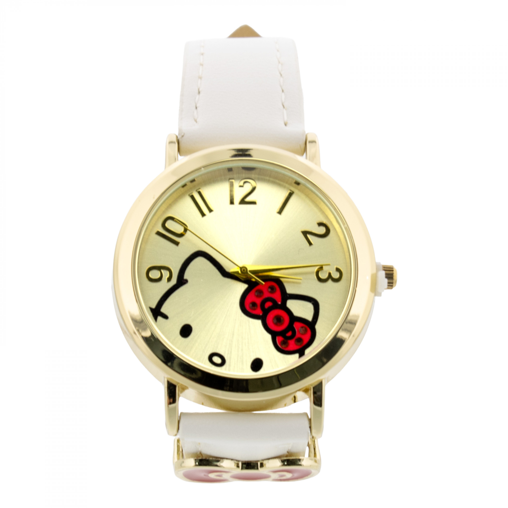 Hello Kitty White Strap with Red Bow Analog Watch, White