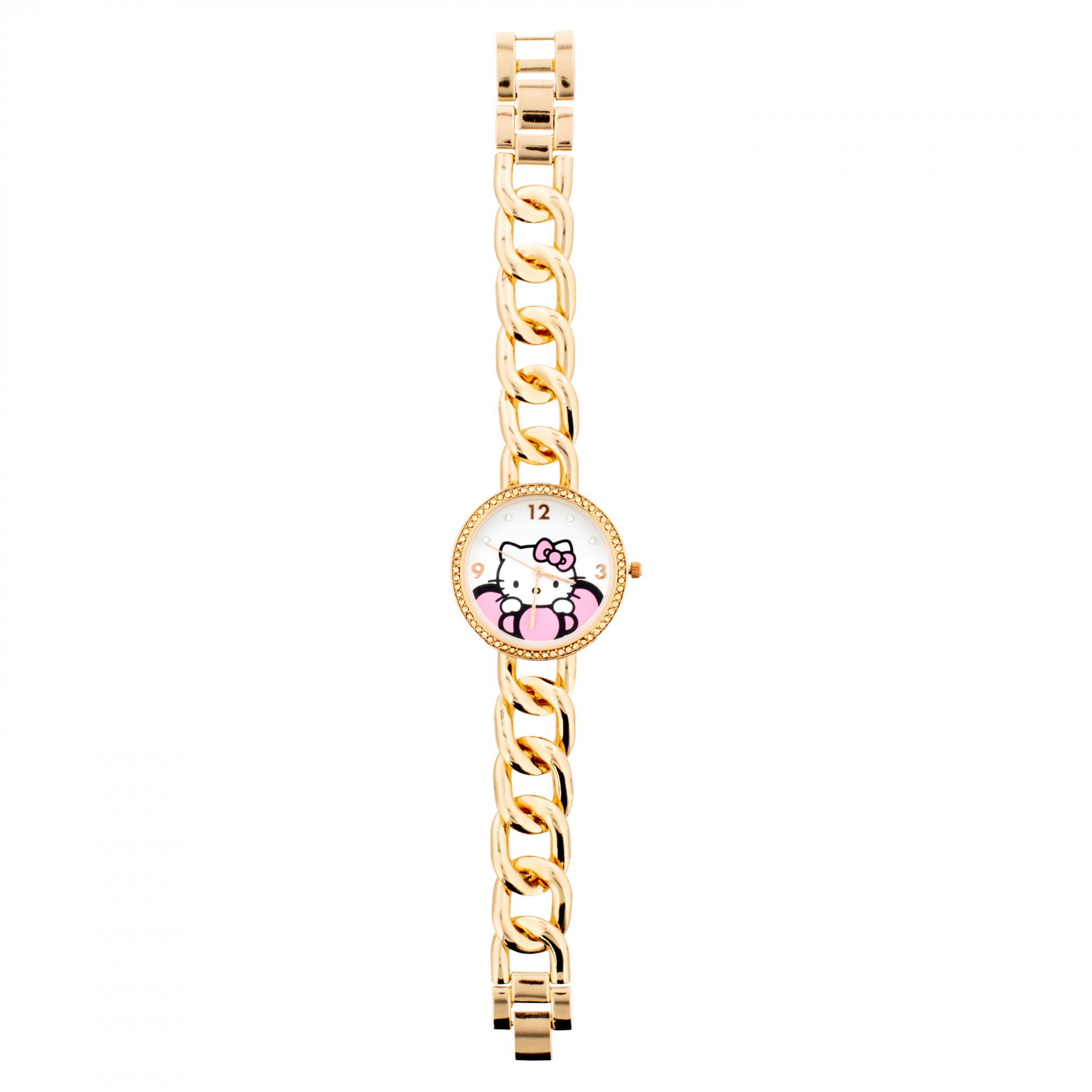Hello Kitty Rose Gold Chunky Linked Band Analog Watch, Gold
