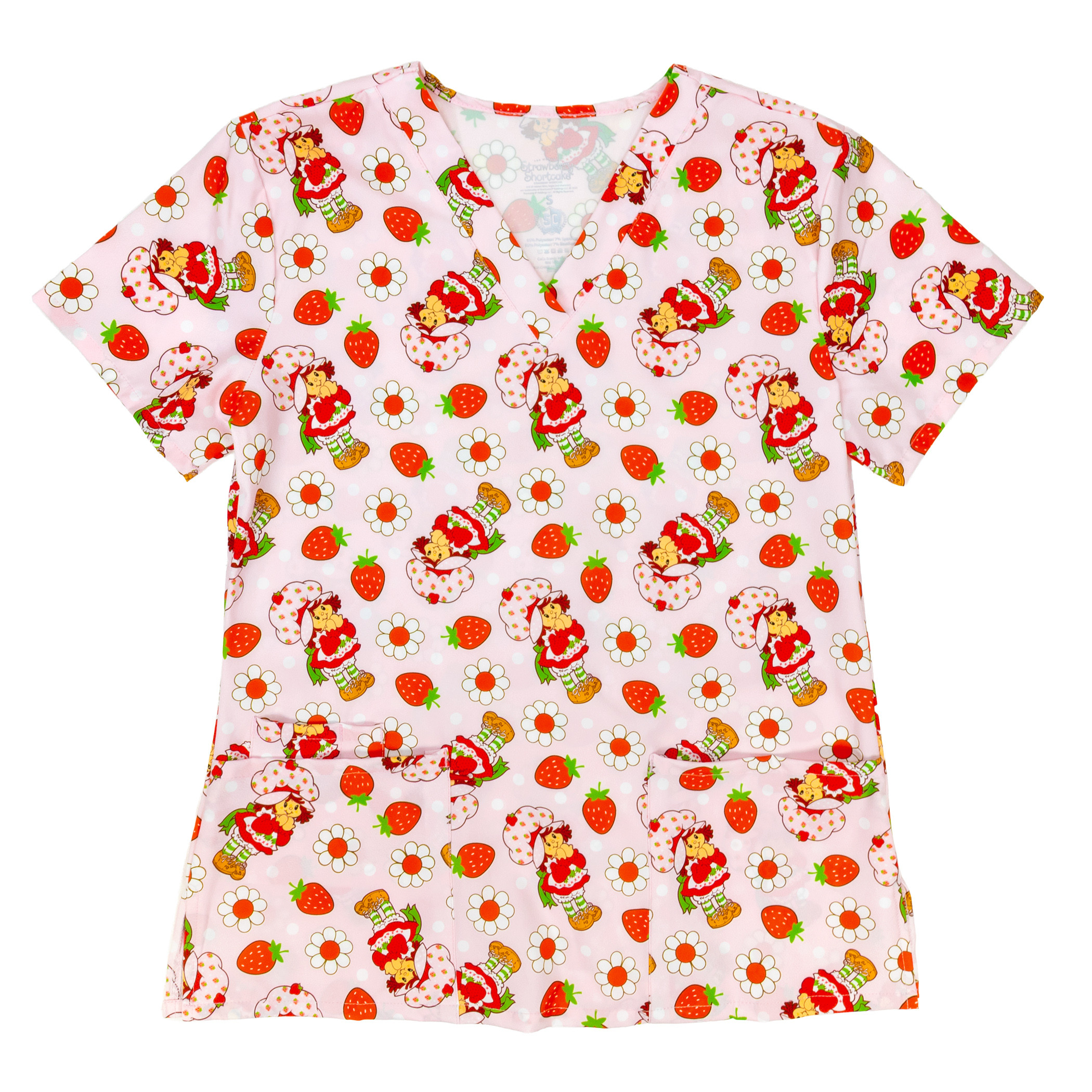 Strawberry Shortcake Flowers & Berries Scrub Top Pink