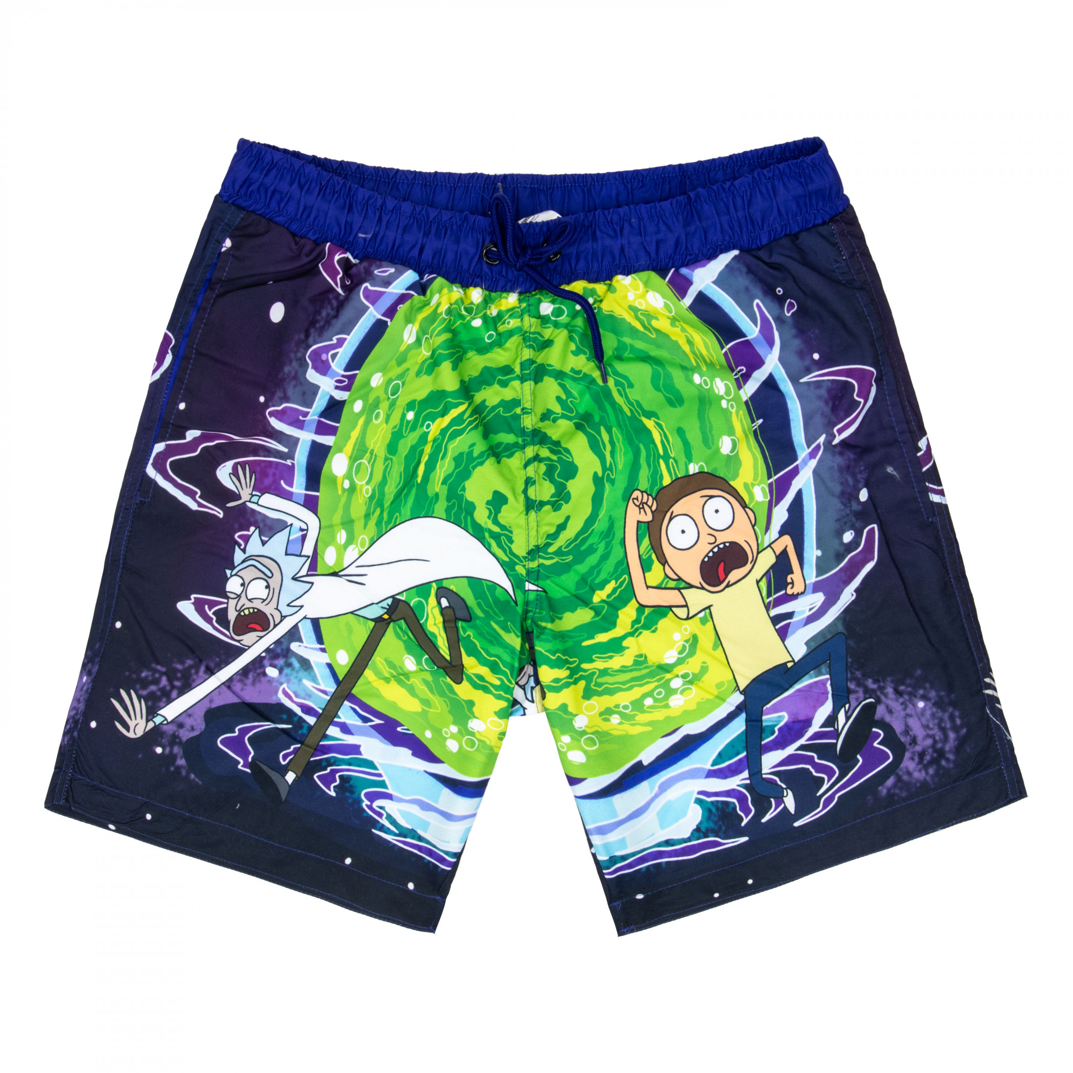 Rick & Morty Portal Run Swim Board Shorts, Multi-Color