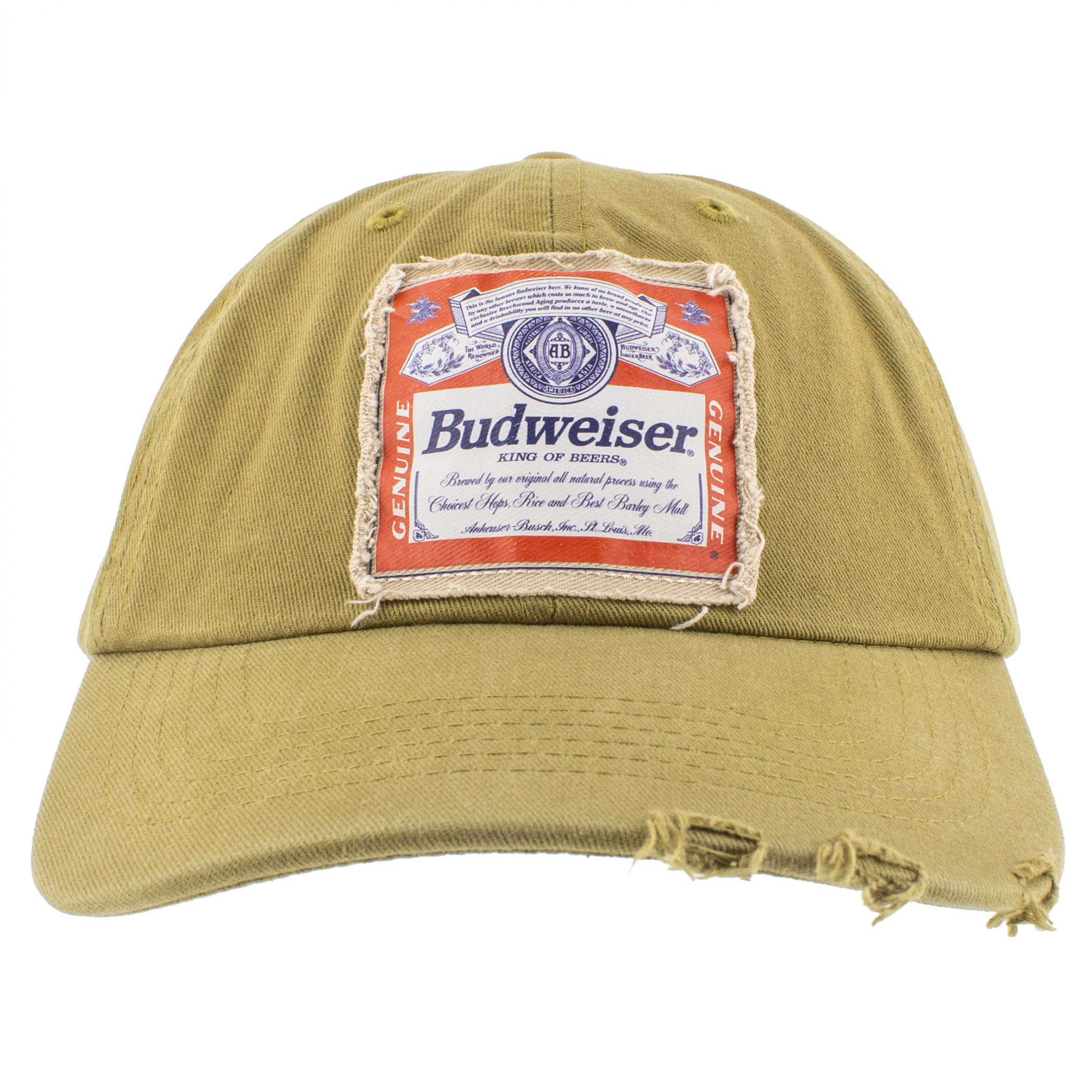 Budweiser Traditional Label on Olive Snapback Hat