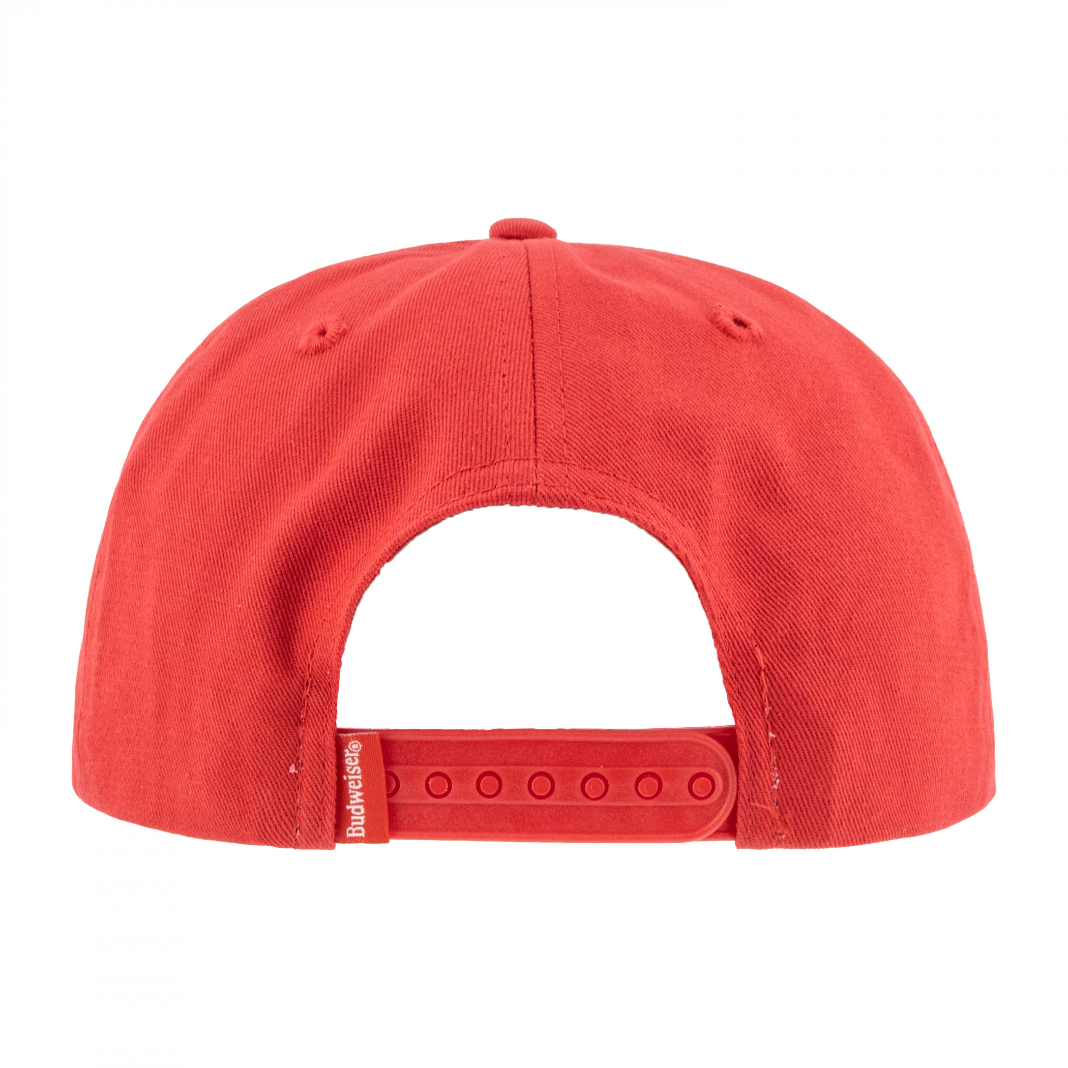 Budweiser Embroidered White Logo on Red Snapback Rope Hat