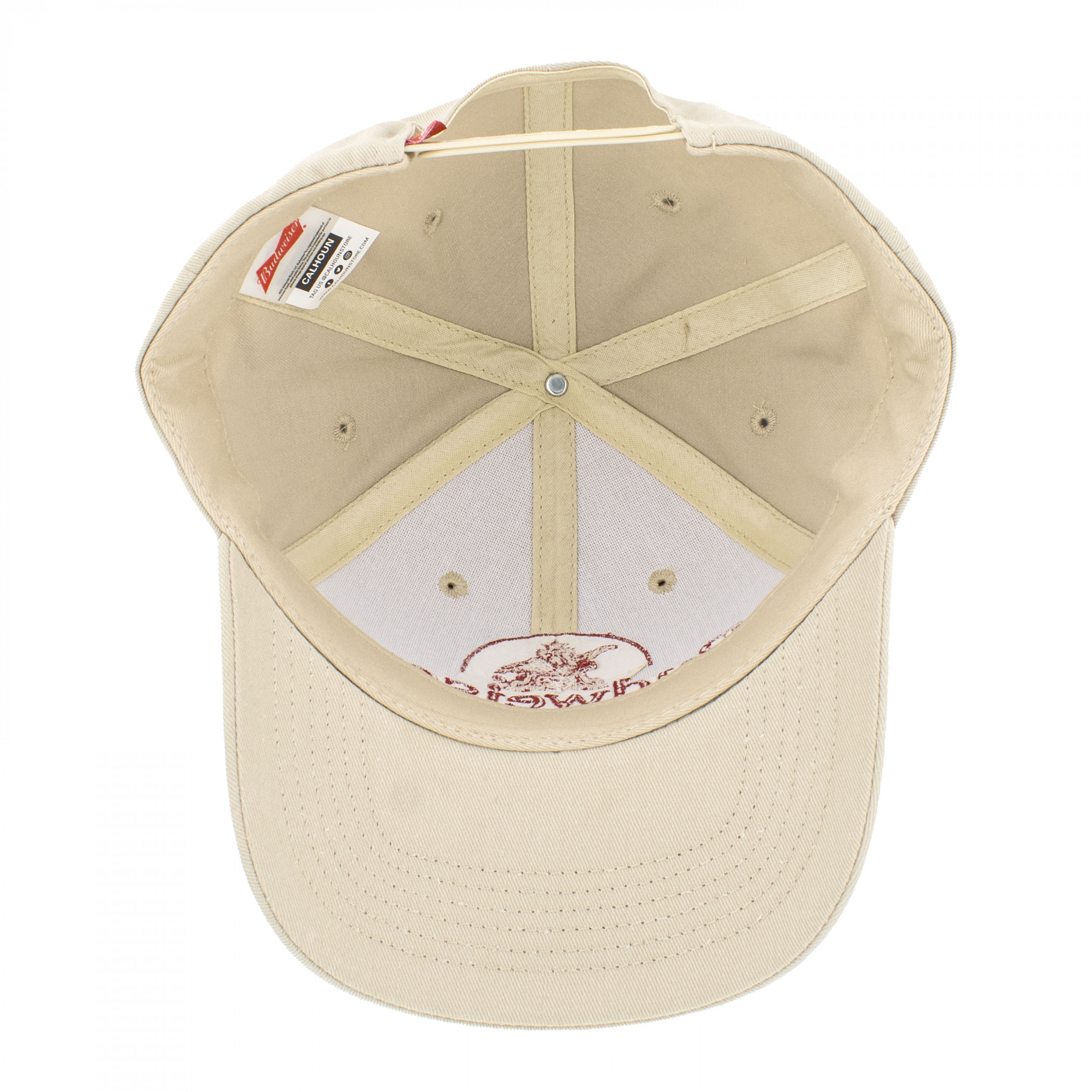 Budweiser Red Embroidered Logo on Beige Adjustable Snapback Hat