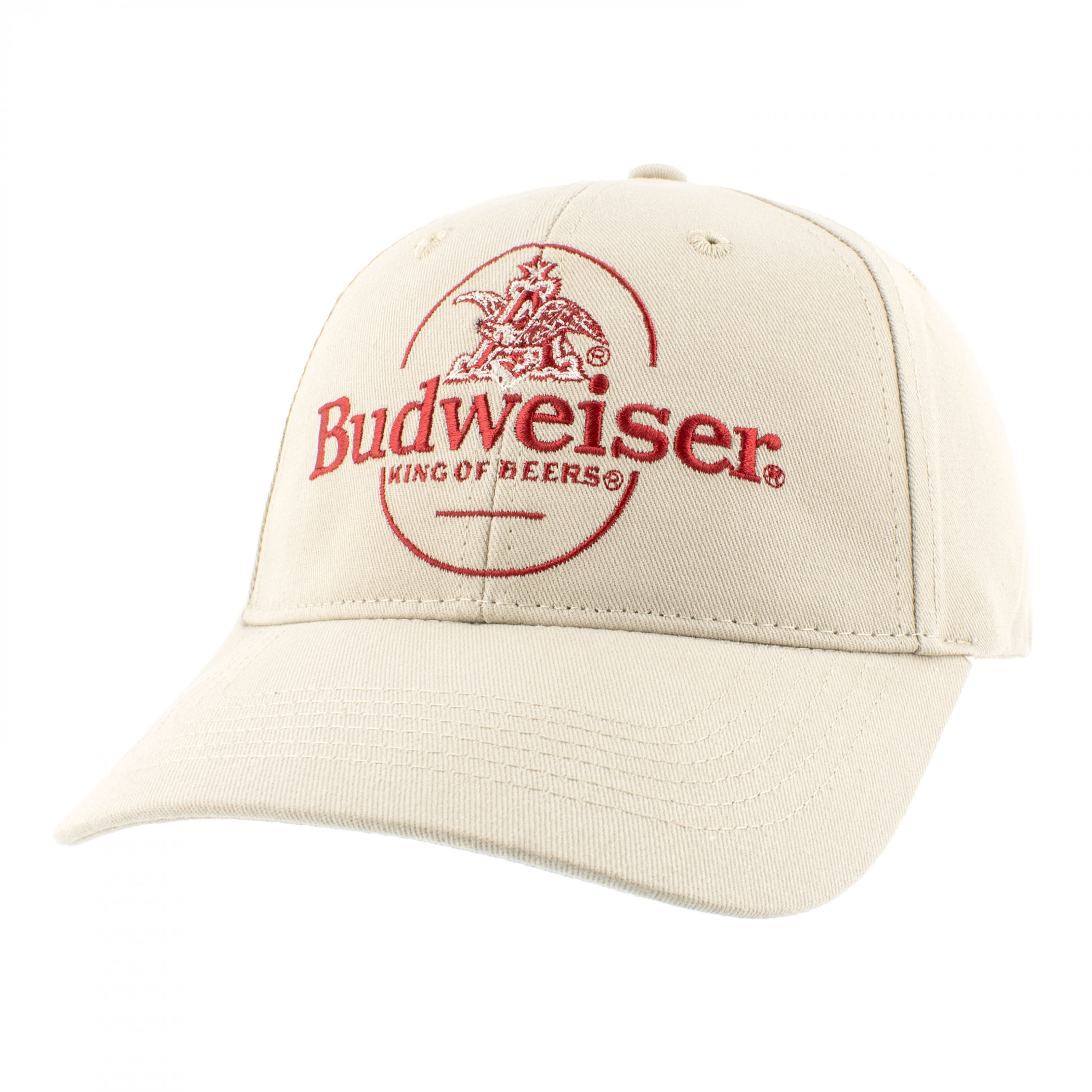 Budweiser Red Embroidered Logo on Beige Adjustable Snapback Hat