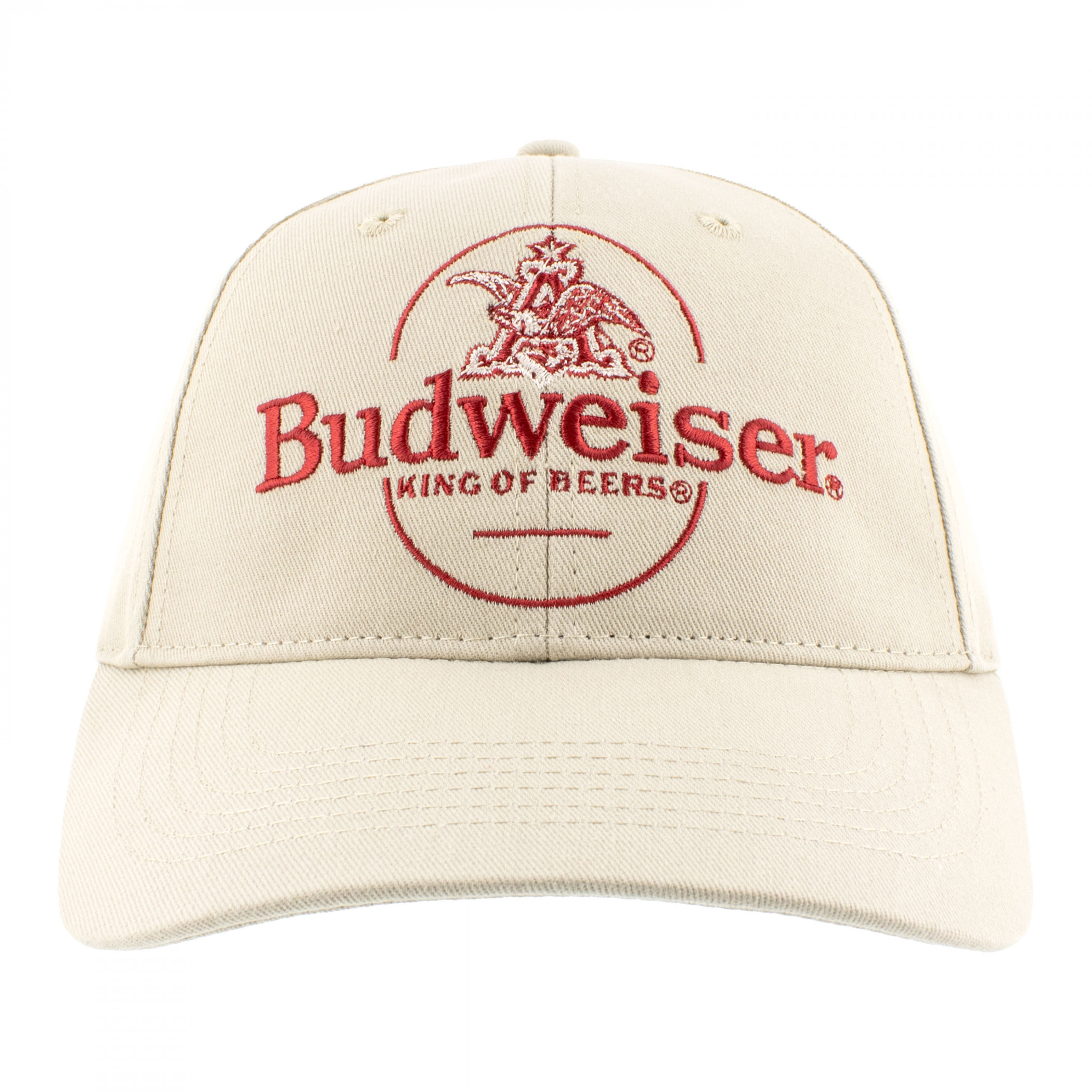 Budweiser Red Embroidered Logo on Beige Adjustable Snapback Hat