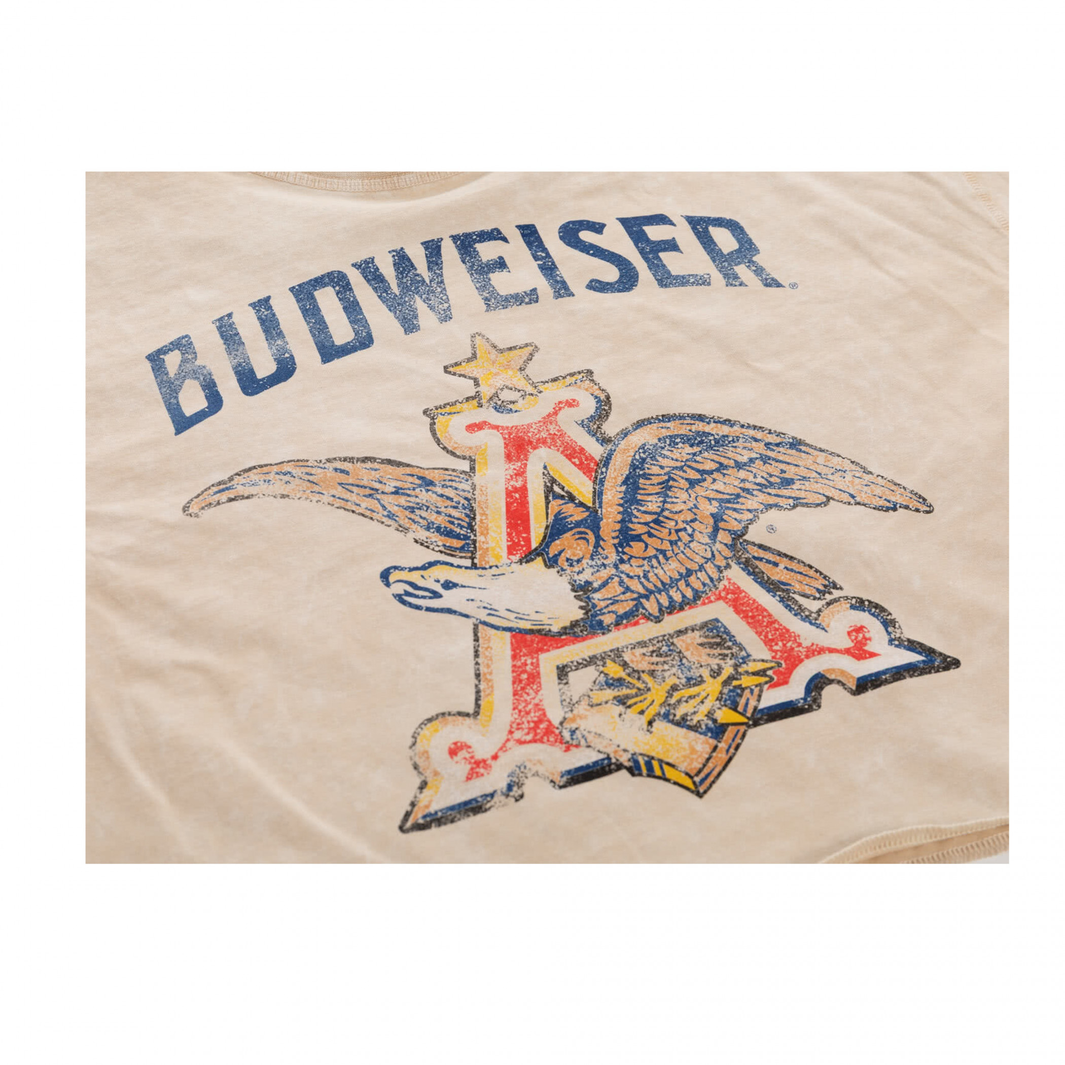 Budweiser Distressed Big Anheuser Logo Cropped Ladies T-Shirt