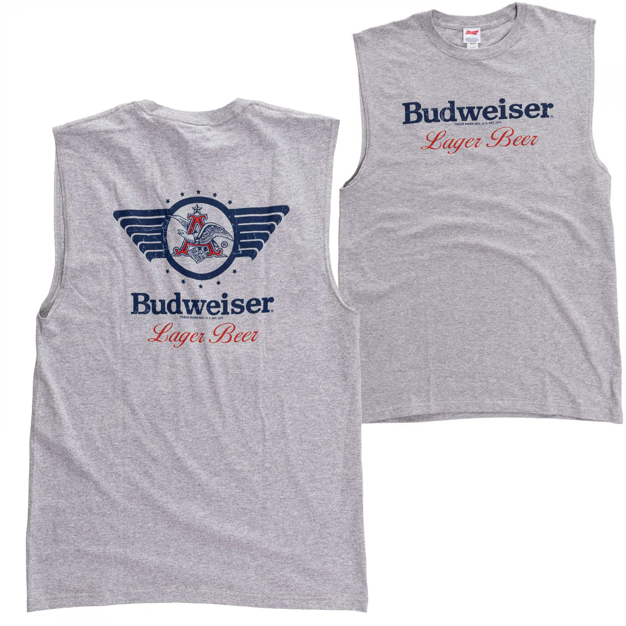 Budweiser Lager Beer Front and Back Print Mens Sleeveless T-Shirt