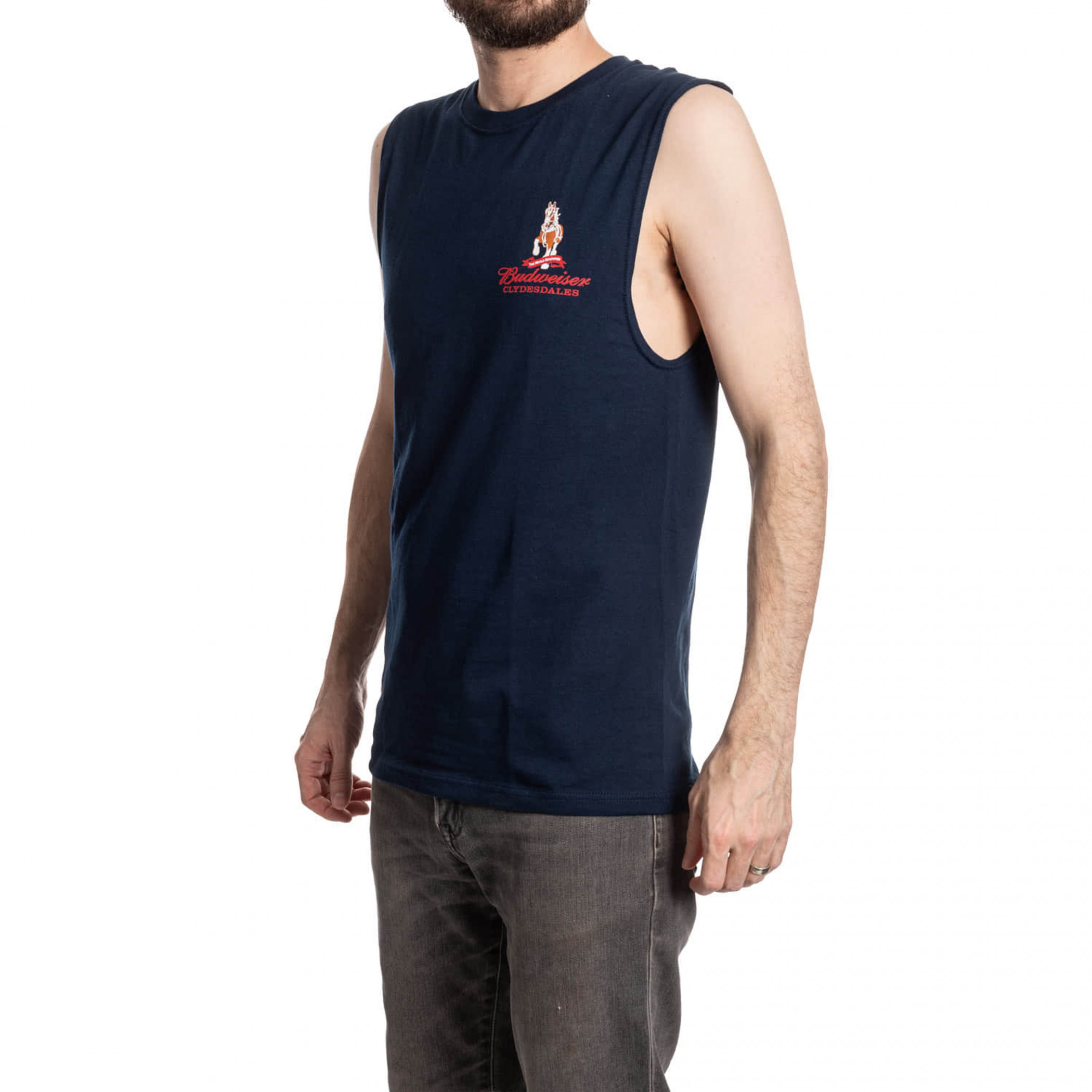 Budweiser Clydesdales Front and Back Print Mens Sleeveless Shirt