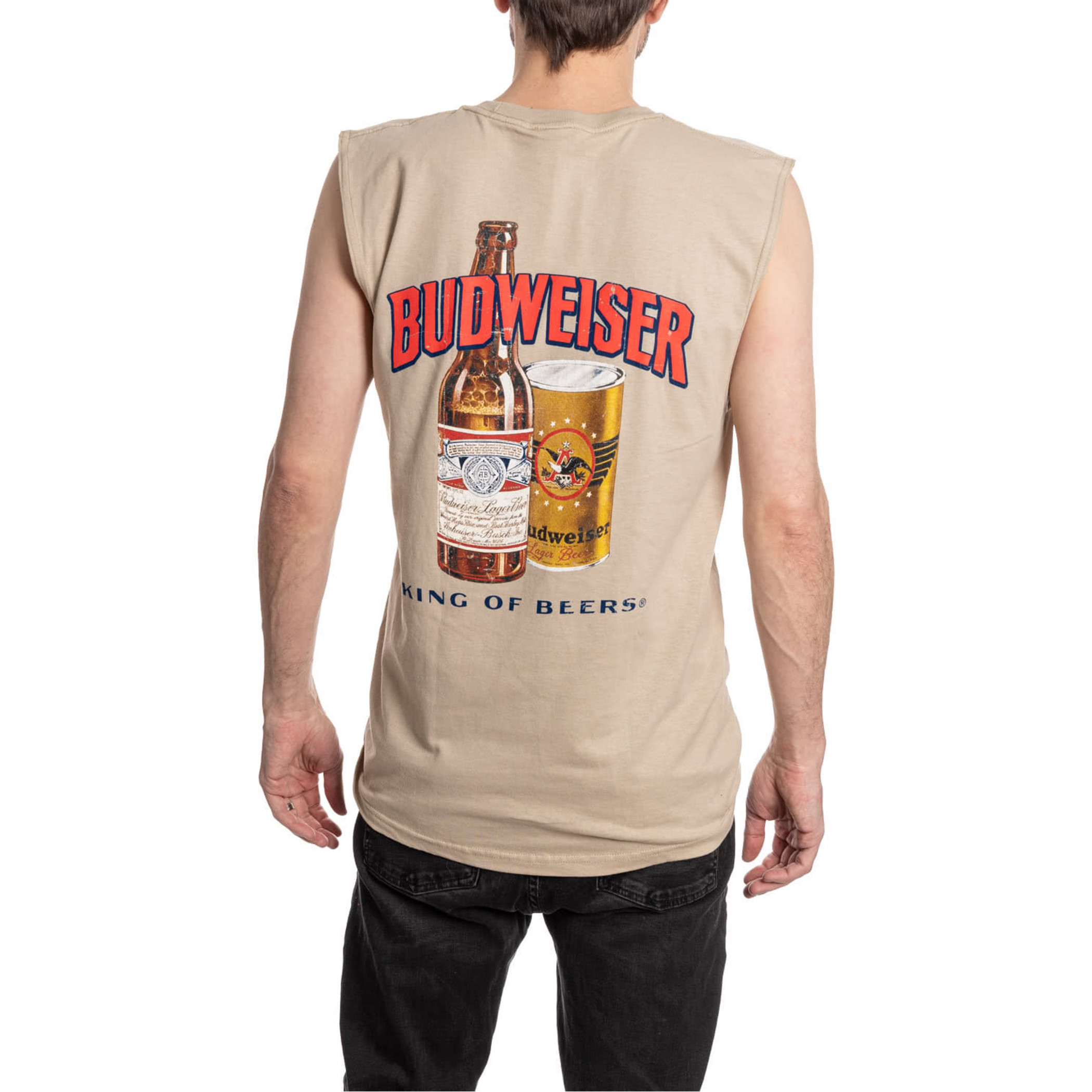 Budweiser King of Beers Front and Back Print Mens Sleeveless Shirt